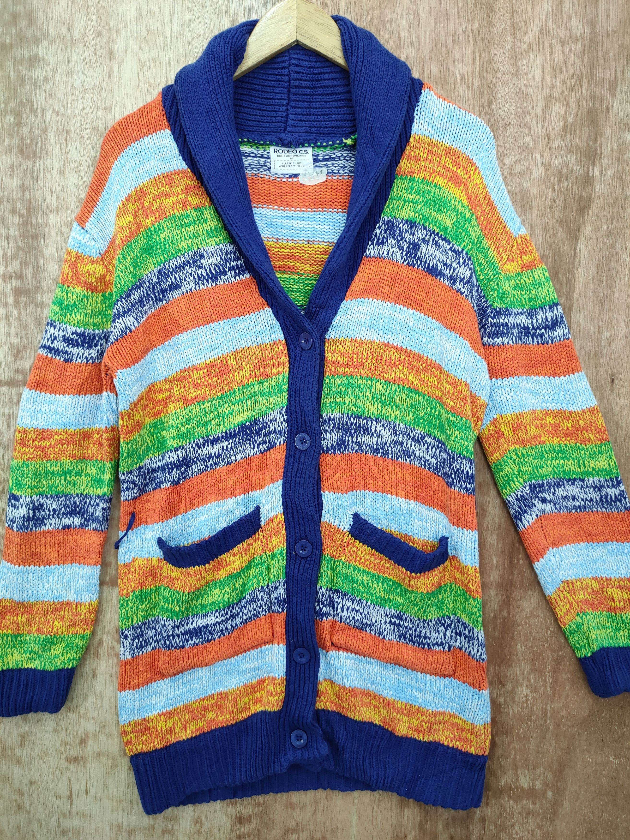 Japanese Brand DL Rodeo Crown rainbow color cable knitwear cardigan #46-143 Size US S / EU 44-46 / 1 - 4 Thumbnail