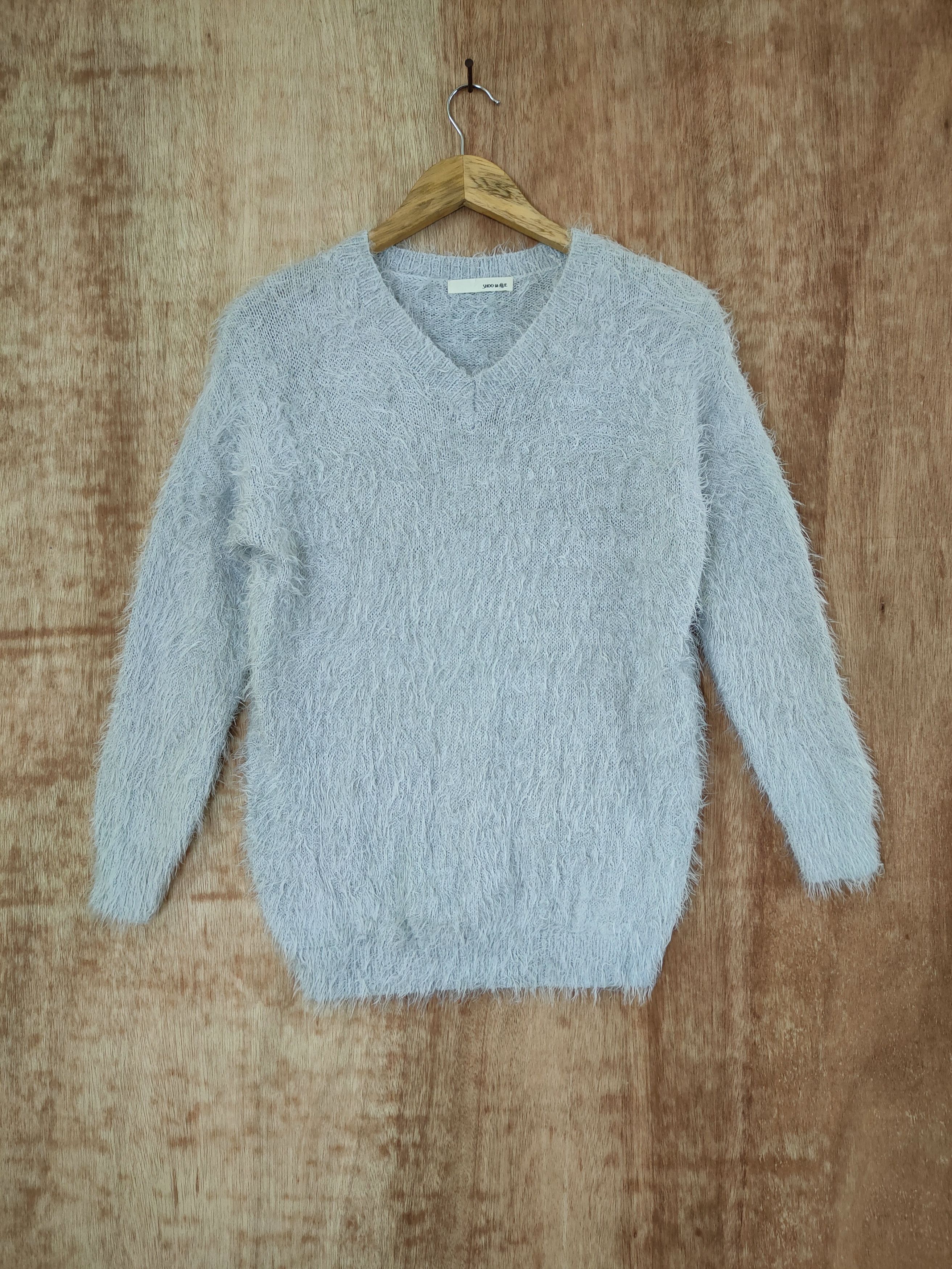 image of Homespun Knitwear x Winter Session Shoo La Rue Shaggy Fur Mohair Japan Knitwear 46-521 in Grey, Wom