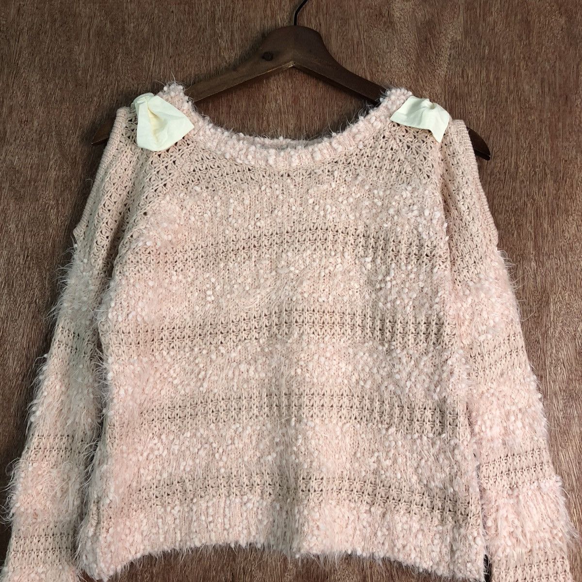 Vintage DL Ingni crochet stripe Mohair Fur Shaggy Knitwear #c227 Size M / US 6-8 / IT 42-44 - 2 Thumbnail