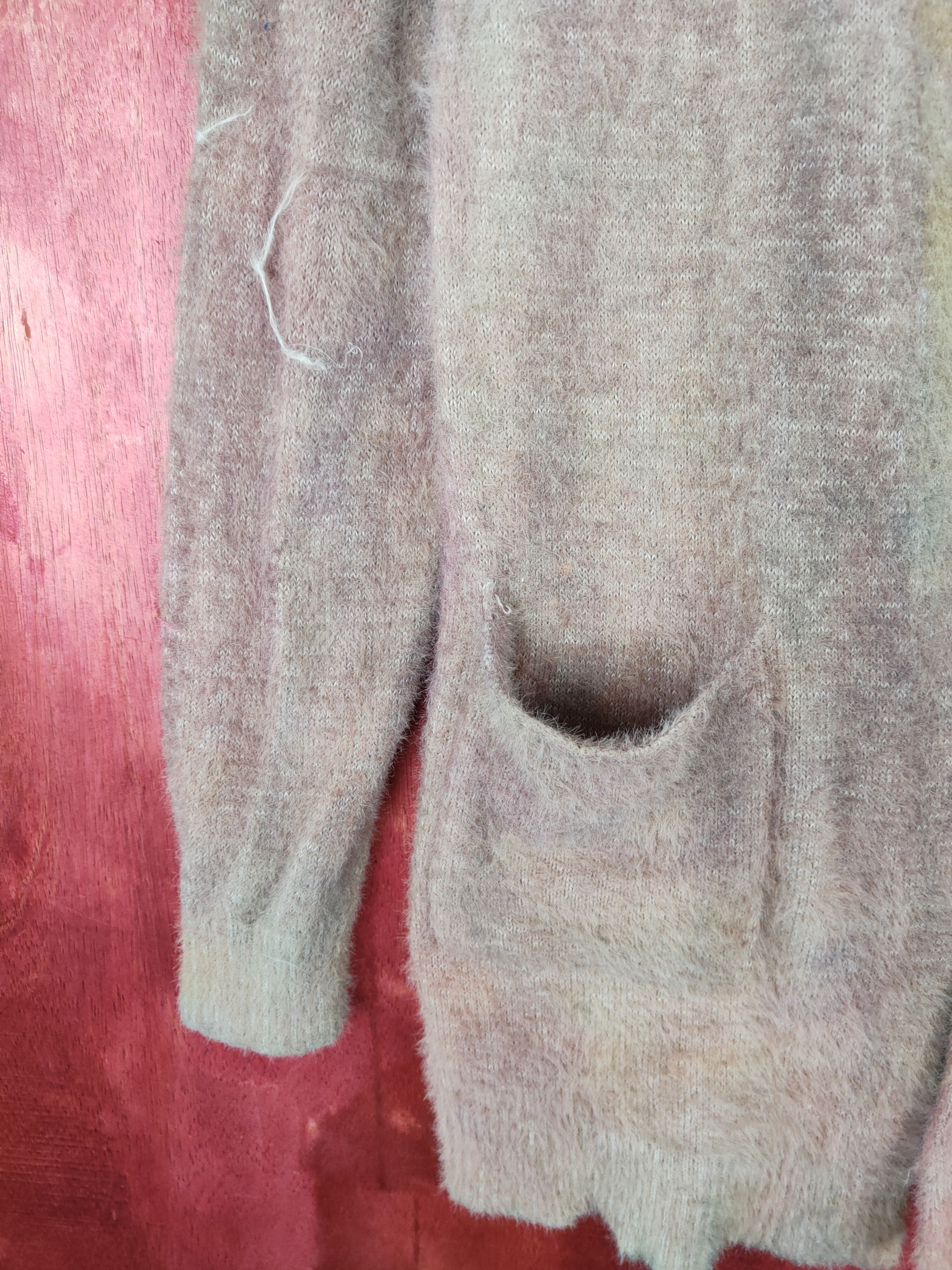 Homespun Knitwear × Japanese Brand Naughty Dog faded cardigan Shaggy Fur Mohair Knitwear #S407 Size M / US 6-8 / IT 42-44 - 3 Thumbnail