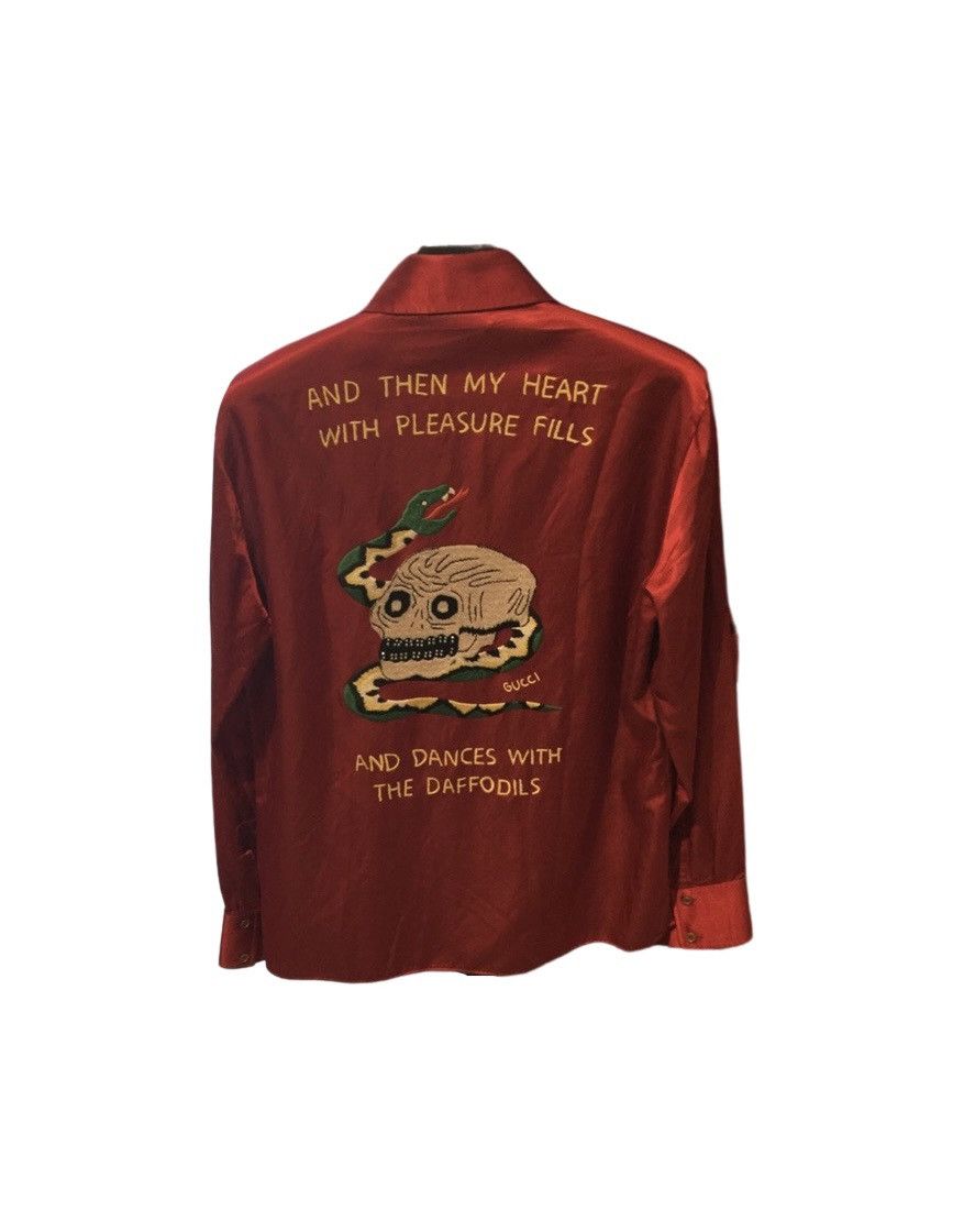 Dances with the daffodils embroidery satin shirt