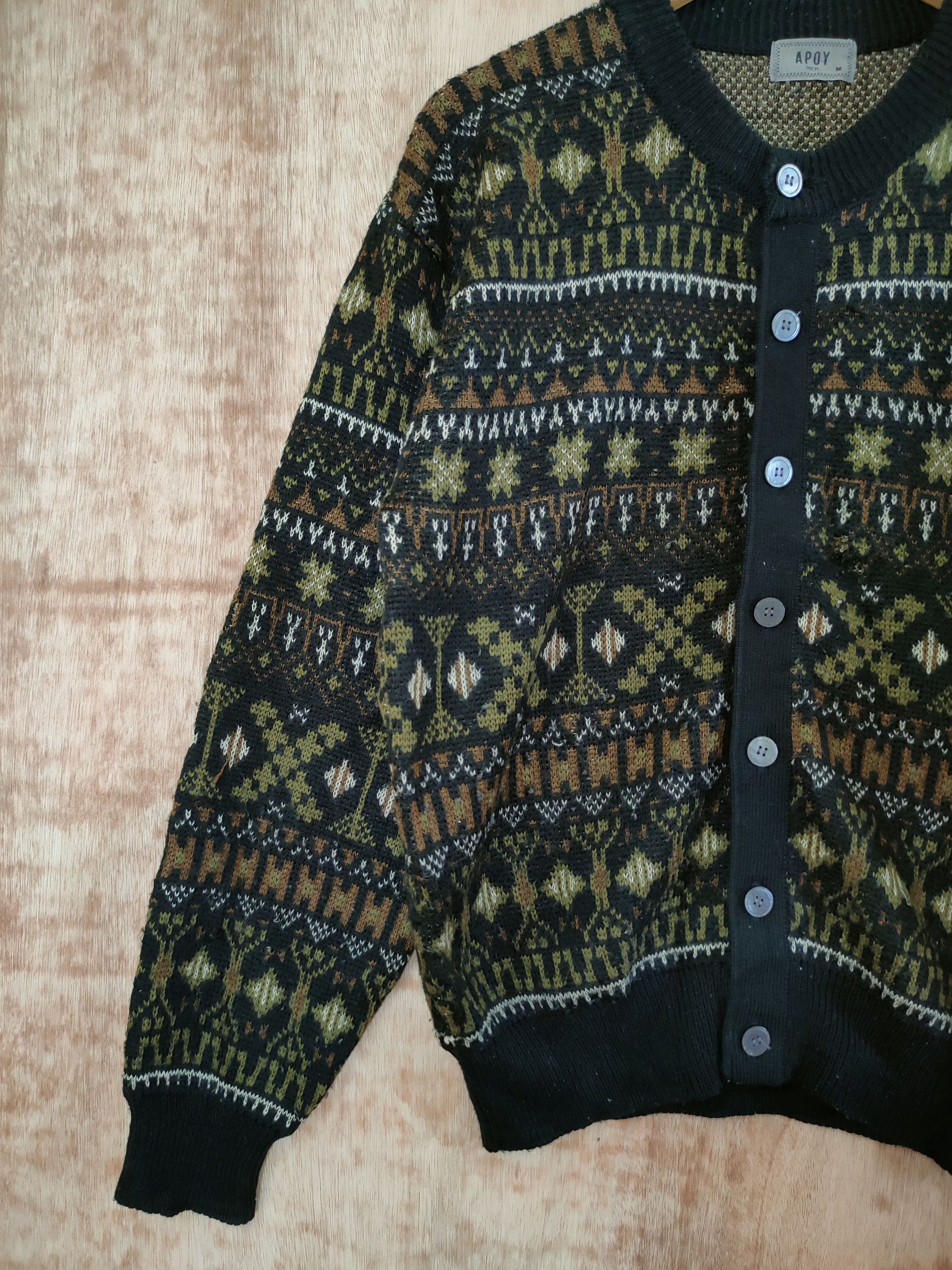 Vintage DL Apoy Men cardigan vintage knitwear japan style #46-478 Size US M / EU 48-50 / 2 - 2 Thumbnail