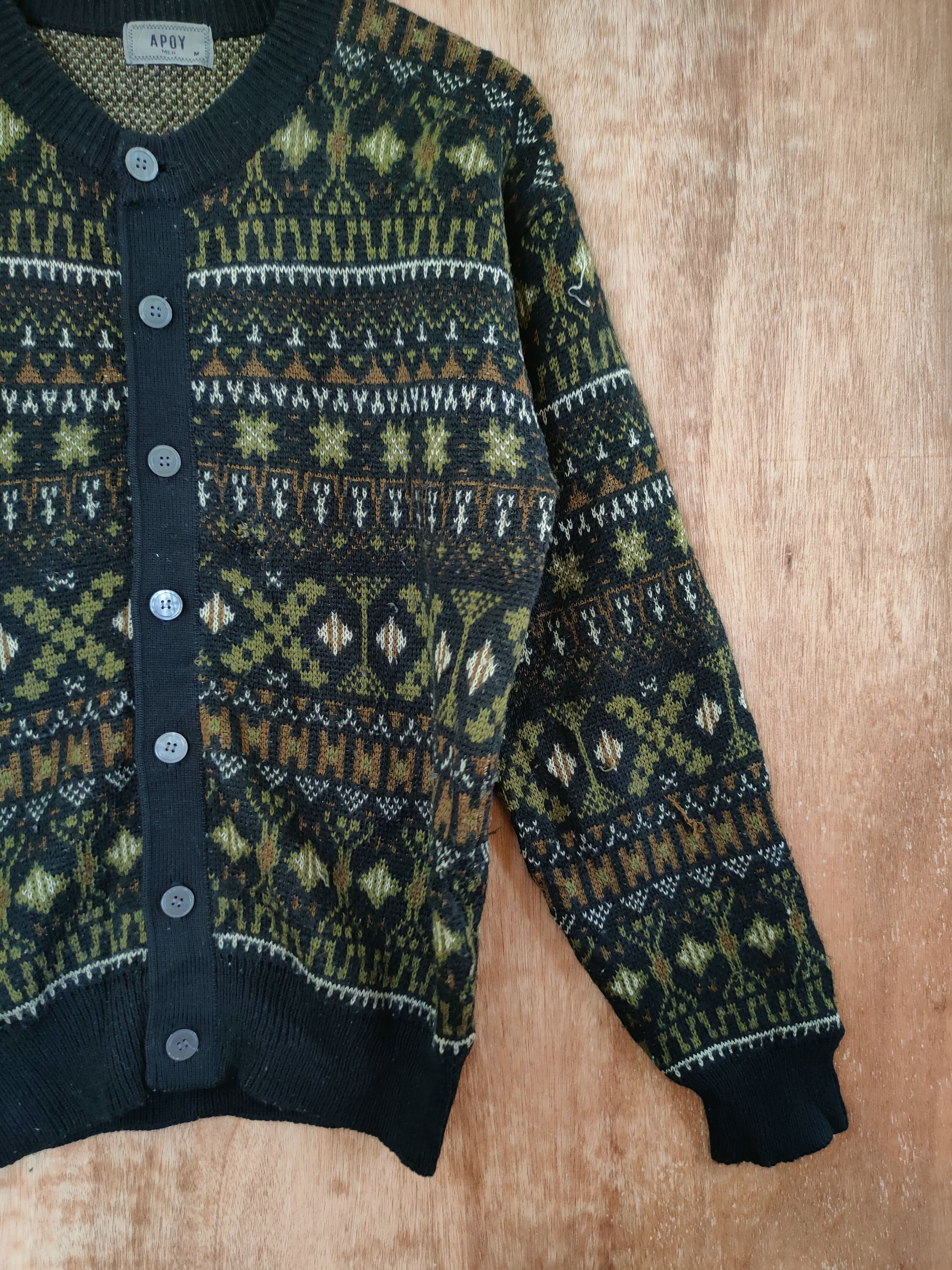 Vintage DL Apoy Men cardigan vintage knitwear japan style #46-478 Size US M / EU 48-50 / 2 - 3 Thumbnail