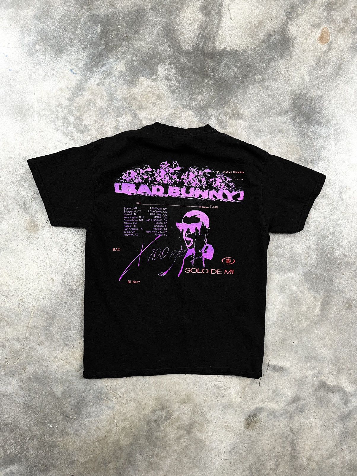 image of Rap Tees x Tour Tee Bad Bunny X 100 Pre Black Tour Tee Sz. Medium Solo De Mi, Men's
