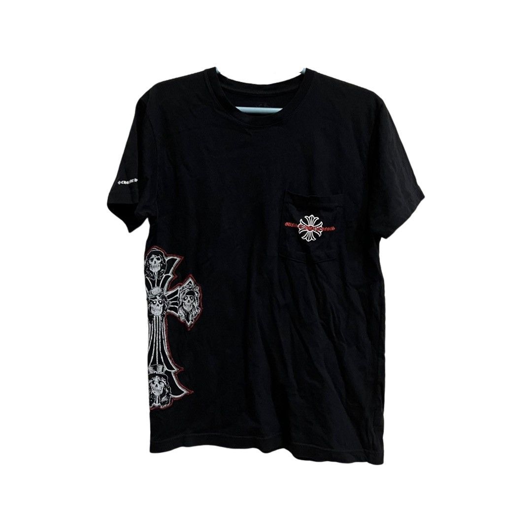 image of Chrome Hearts x Guns N Roses Guns N’ Roses Cross Shoulder Logo Tee in Black, Men's (Size Medium)