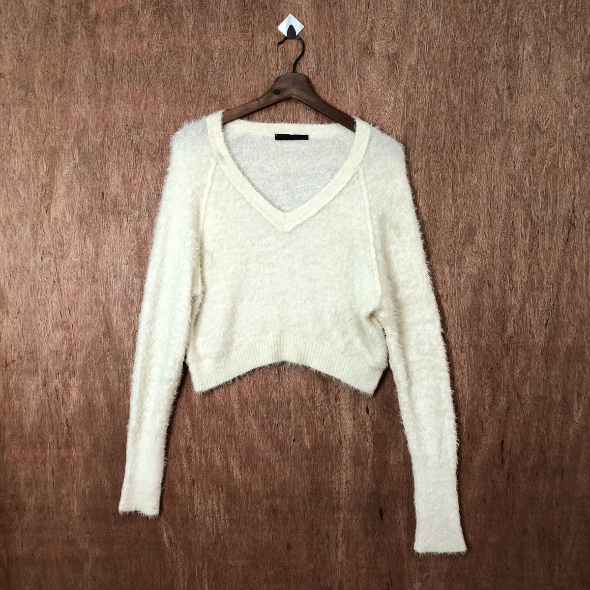 Homespun Knitwear × Japanese Brand Moussy crop top Shag Shaggy Fur Mohair Knitwear #6384 Size M / US 6-8 / IT 42-44 - 1 Thumbnail