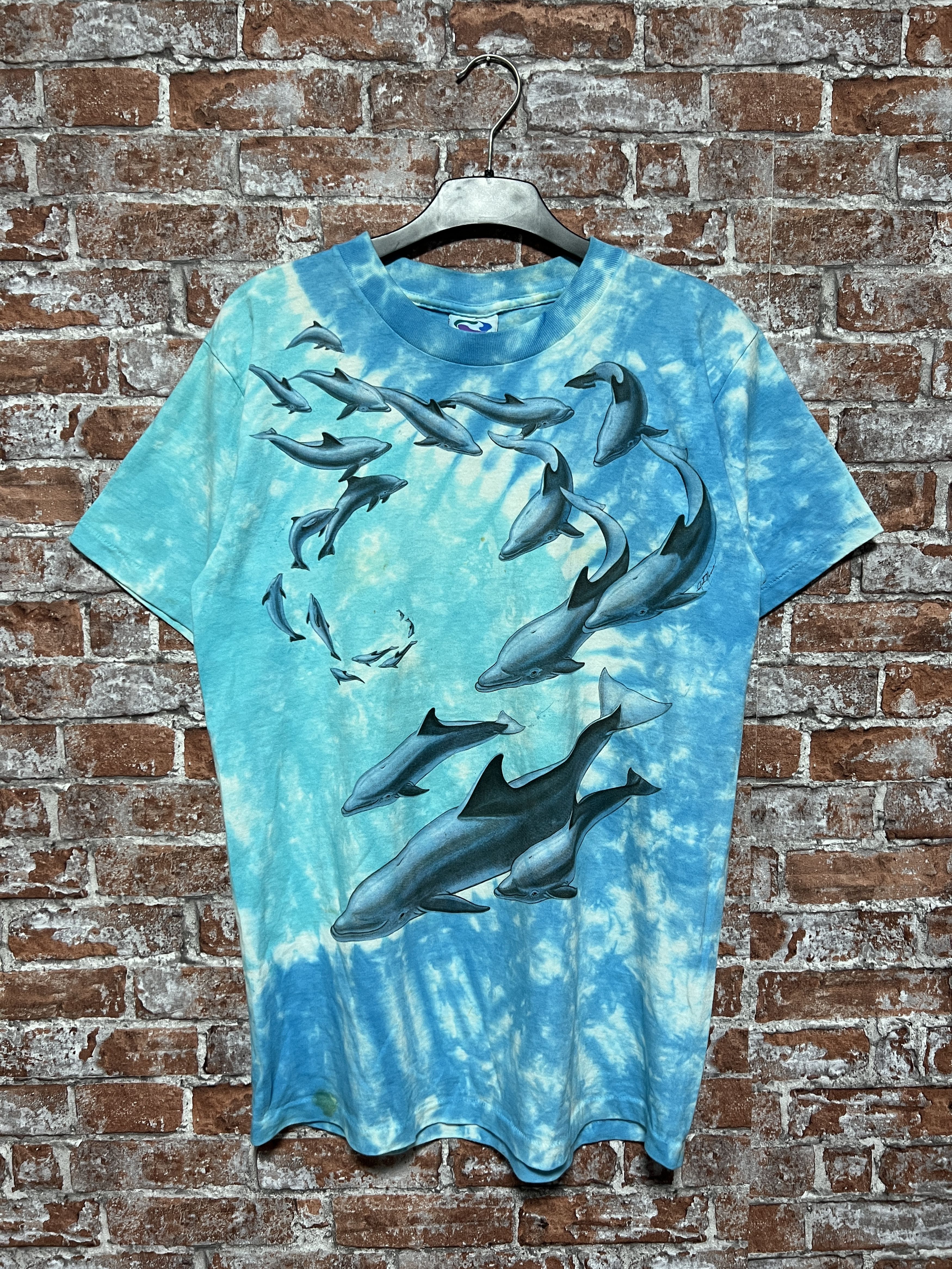 Vintage Liquid Blue Miami Dolphins Tie Dye Tee Shirt Short Sleeve Football  L