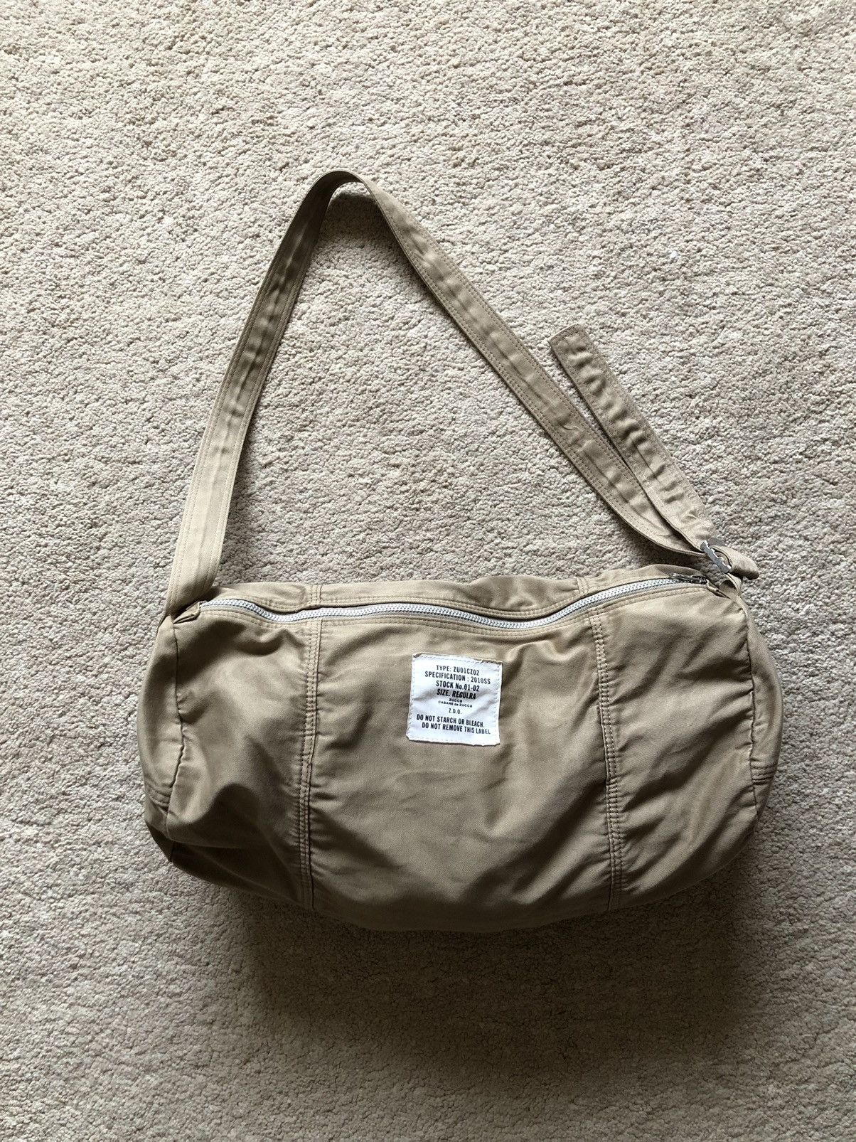 image of Ss2010 Cabane De Zucca Military Duffle Sling Bg in Khaki, Men's