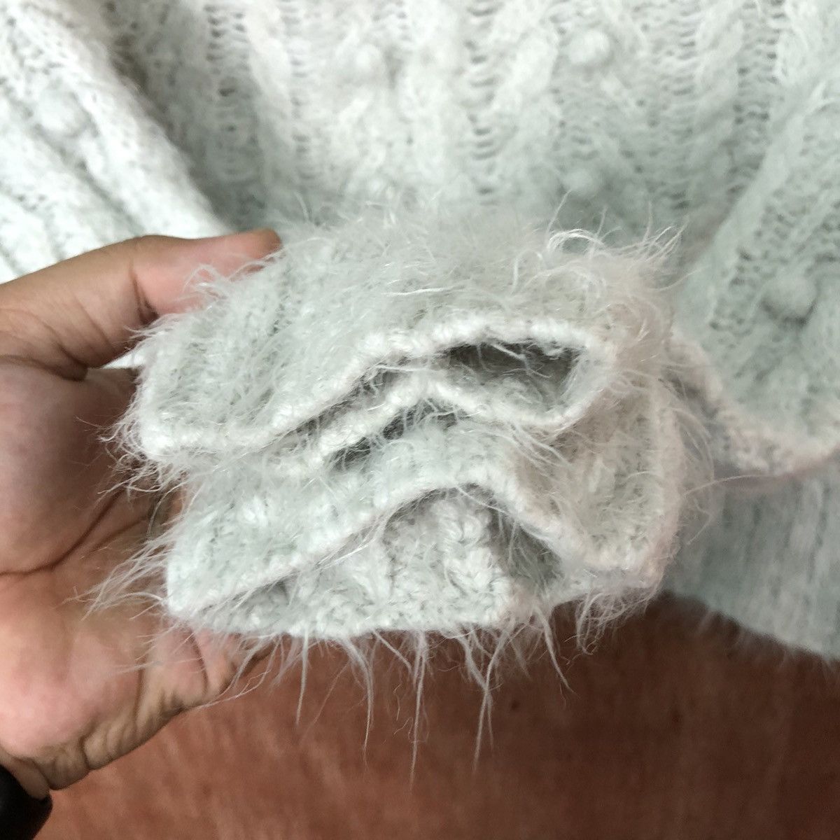 Aran Isles Knitwear × Homespun Knitwear × Japanese Brand Liz Lisa crop top Shag Shaggy Fur Mohair Knitwear #6391 Size XS / US 0-2 / IT 36-38 - 4 Thumbnail