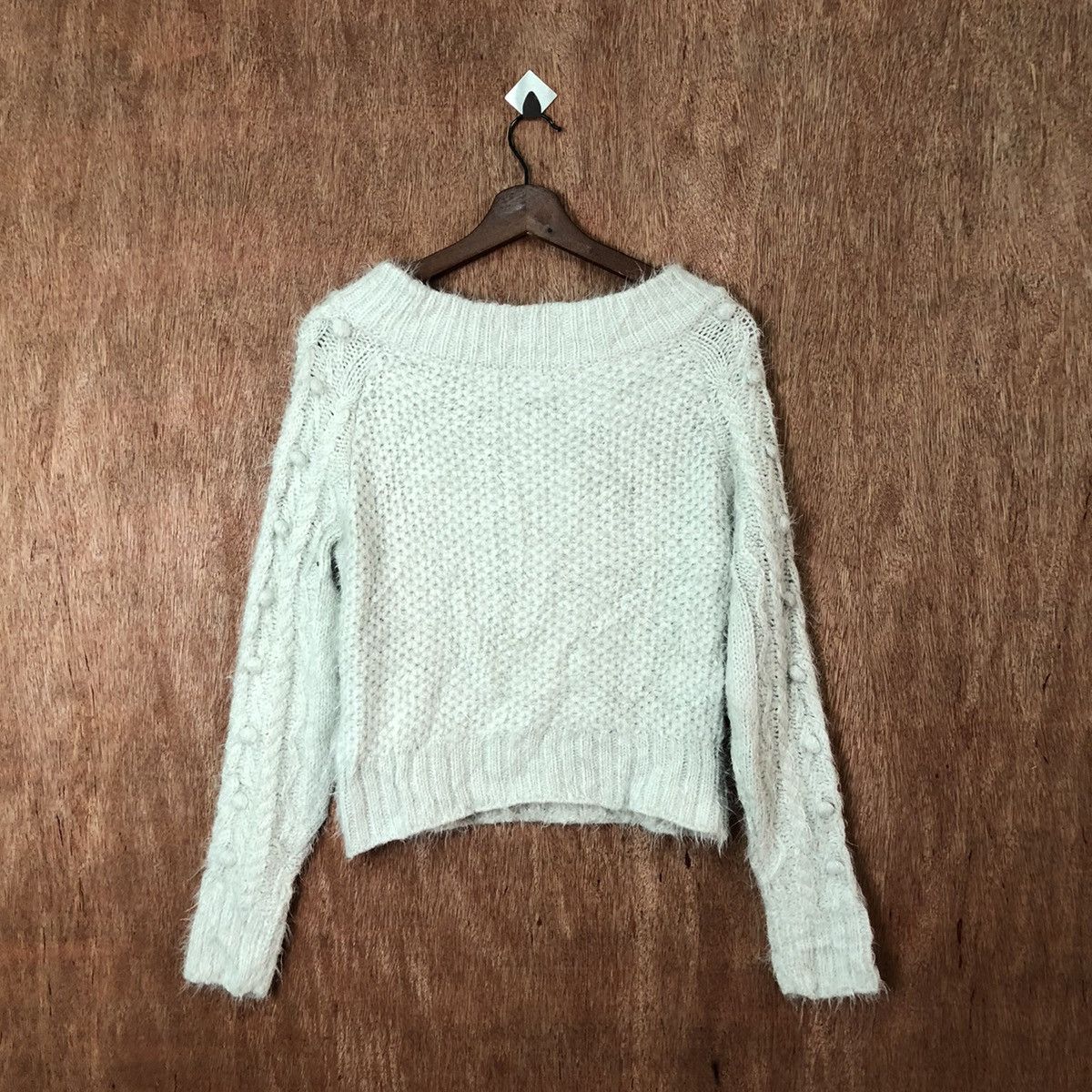 Aran Isles Knitwear × Homespun Knitwear × Japanese Brand Liz Lisa crop top Shag Shaggy Fur Mohair Knitwear #6391 Size XS / US 0-2 / IT 36-38 - 7 Thumbnail