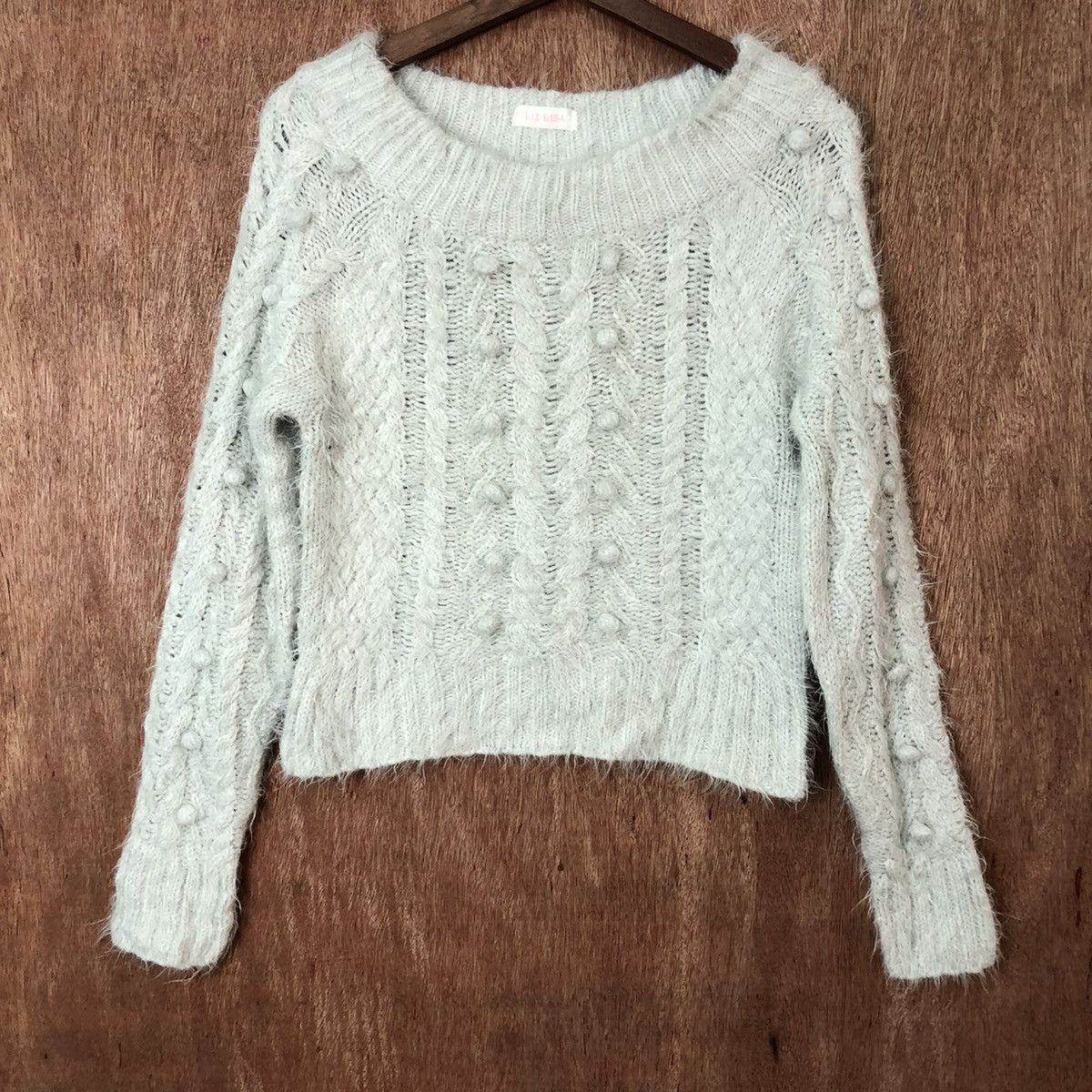 Aran Isles Knitwear × Homespun Knitwear × Japanese Brand Liz Lisa crop top Shag Shaggy Fur Mohair Knitwear #6391 Size XS / US 0-2 / IT 36-38 - 3 Thumbnail