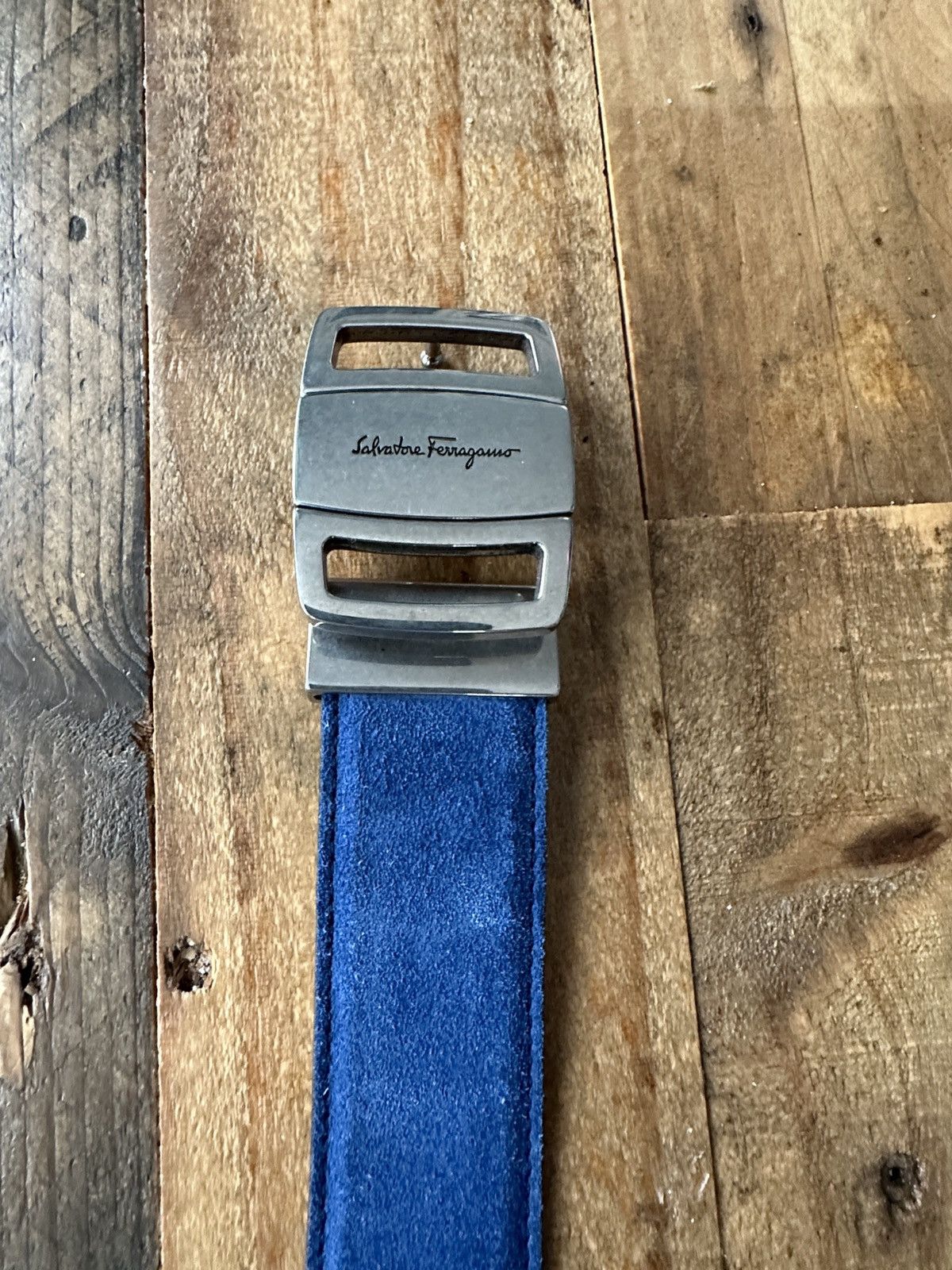 Blue suede Ferragamo Belt