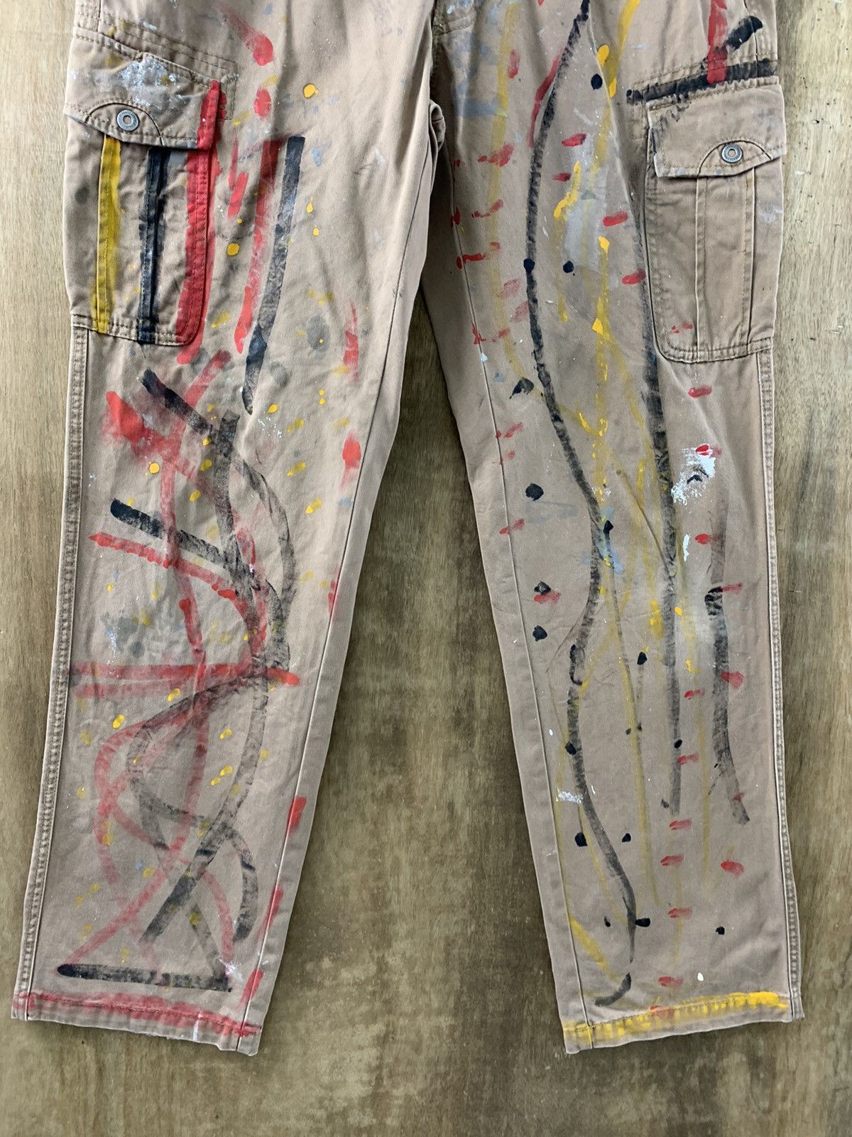 Japanese Brand Cargo Pants Painted Custom Multipocket Brown Streetwear Size US 30 / EU 46 - 3 Thumbnail