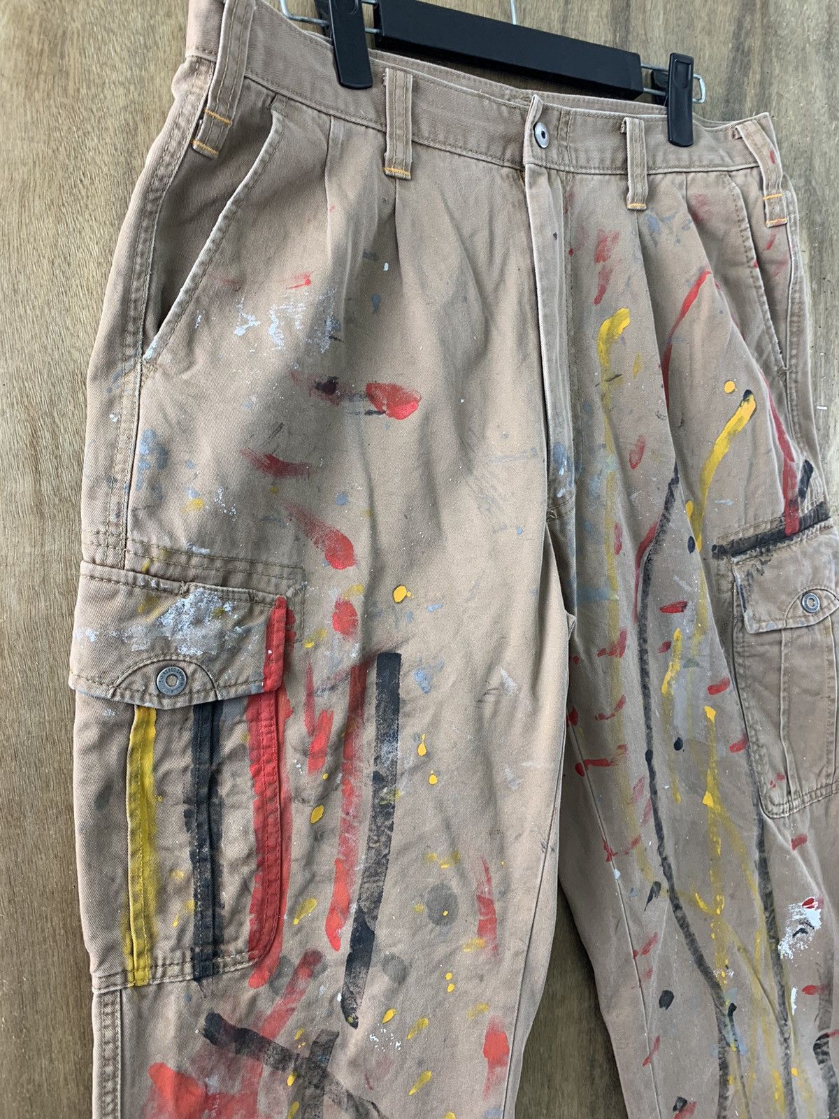 Japanese Brand Cargo Pants Painted Custom Multipocket Brown Streetwear Size US 30 / EU 46 - 5 Thumbnail
