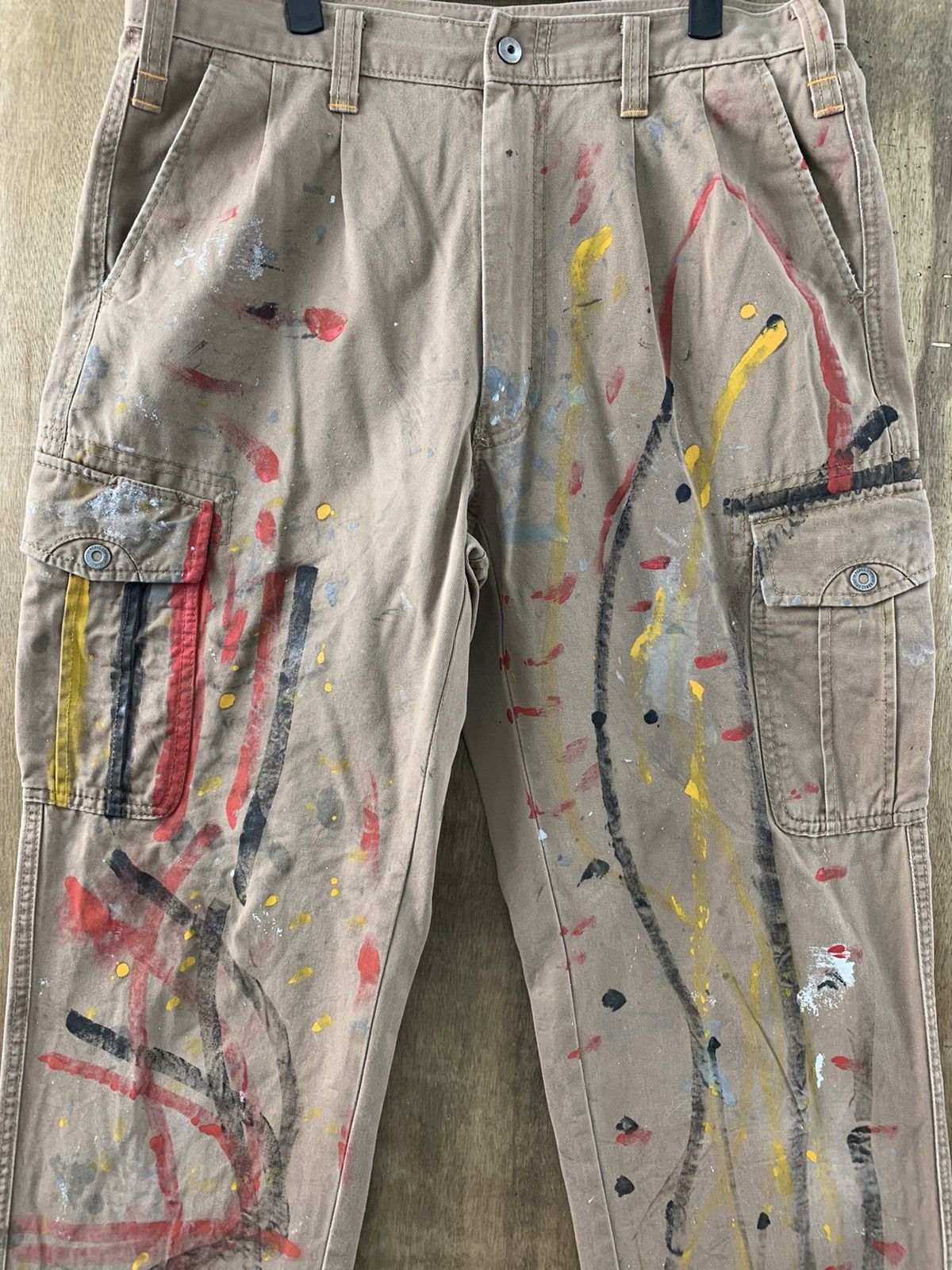 Japanese Brand Cargo Pants Painted Custom Multipocket Brown Streetwear Size US 30 / EU 46 - 7 Thumbnail