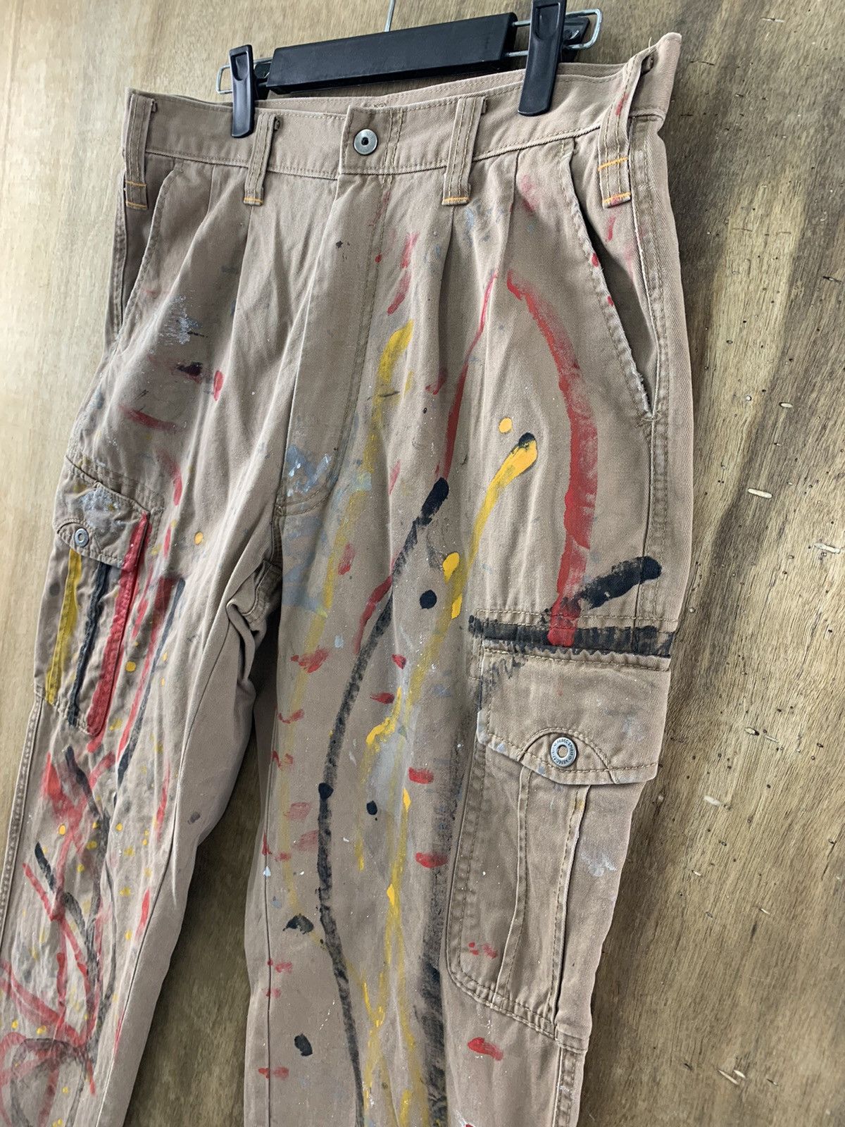 Japanese Brand Cargo Pants Painted Custom Multipocket Brown Streetwear Size US 30 / EU 46 - 6 Thumbnail