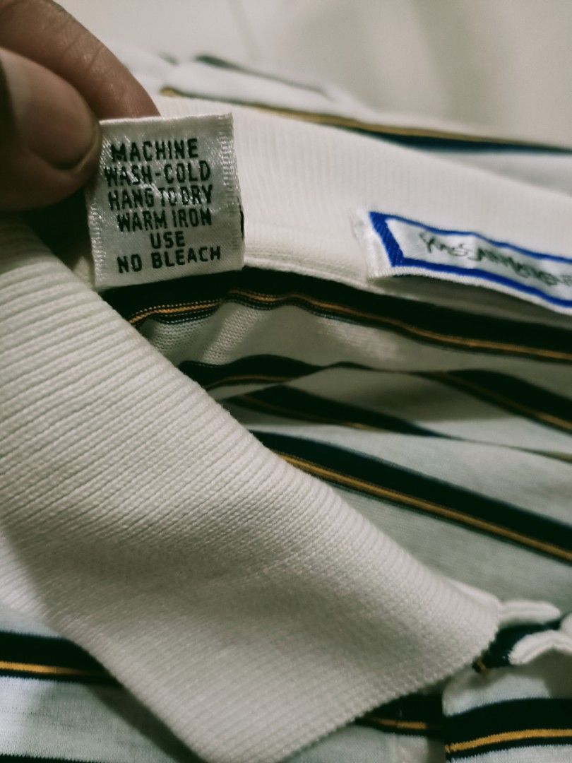 Yves Saint Laurent Vintage YSL Striped Polo Shirt Made in Japan (L) Size US L / EU 52-54 / 3 - 9 Thumbnail