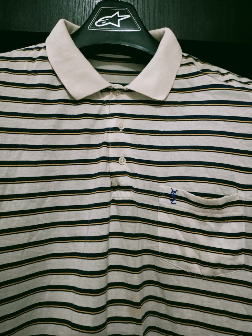 Yves Saint Laurent Vintage YSL Striped Polo Shirt Made in Japan (L) Size US L / EU 52-54 / 3 - 2 Thumbnail