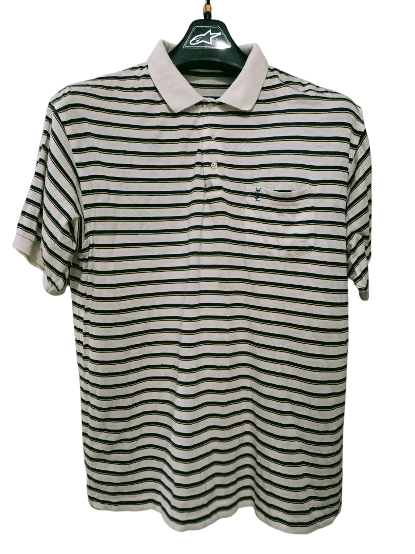 Yves Saint Laurent Vintage YSL Striped Polo Shirt Made in Japan (L) Size US L / EU 52-54 / 3 - 1 Thumbnail