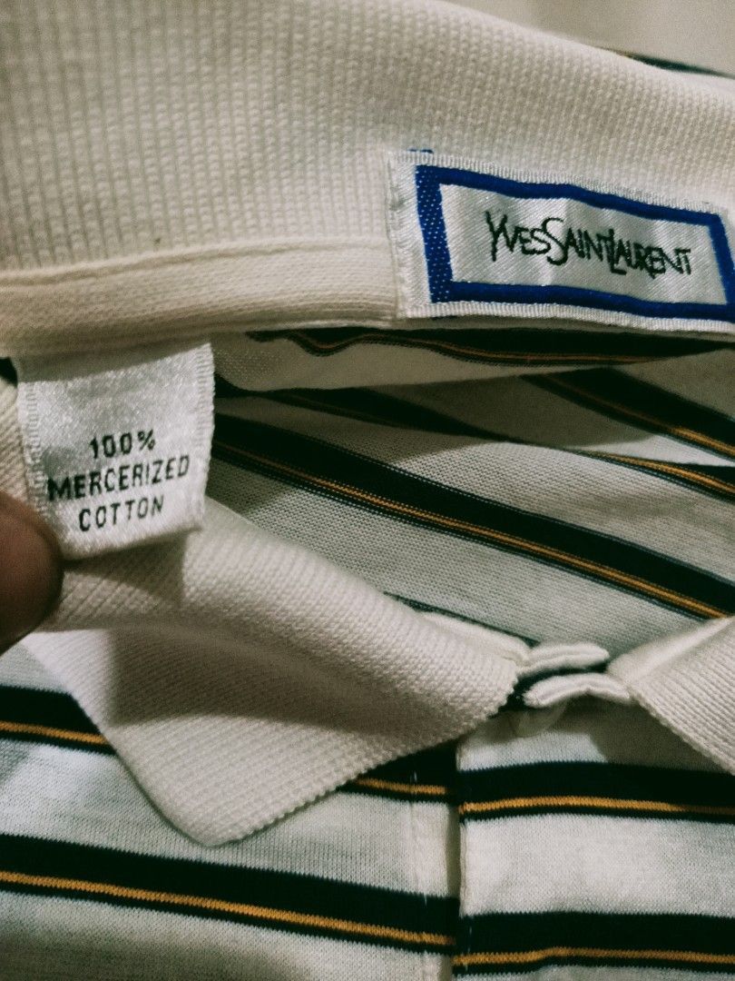 Yves Saint Laurent Vintage YSL Striped Polo Shirt Made in Japan (L) Size US L / EU 52-54 / 3 - 8 Thumbnail