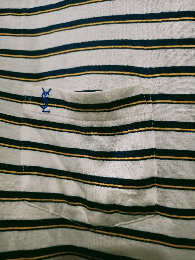 Yves Saint Laurent Vintage YSL Striped Polo Shirt Made in Japan (L) Size US L / EU 52-54 / 3 - 3 Thumbnail