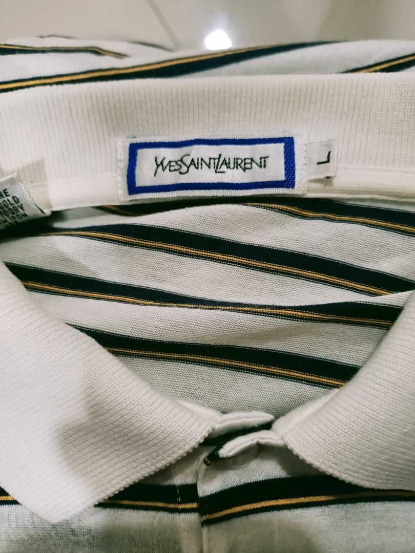 Yves Saint Laurent Vintage YSL Striped Polo Shirt Made in Japan (L) Size US L / EU 52-54 / 3 - 7 Thumbnail
