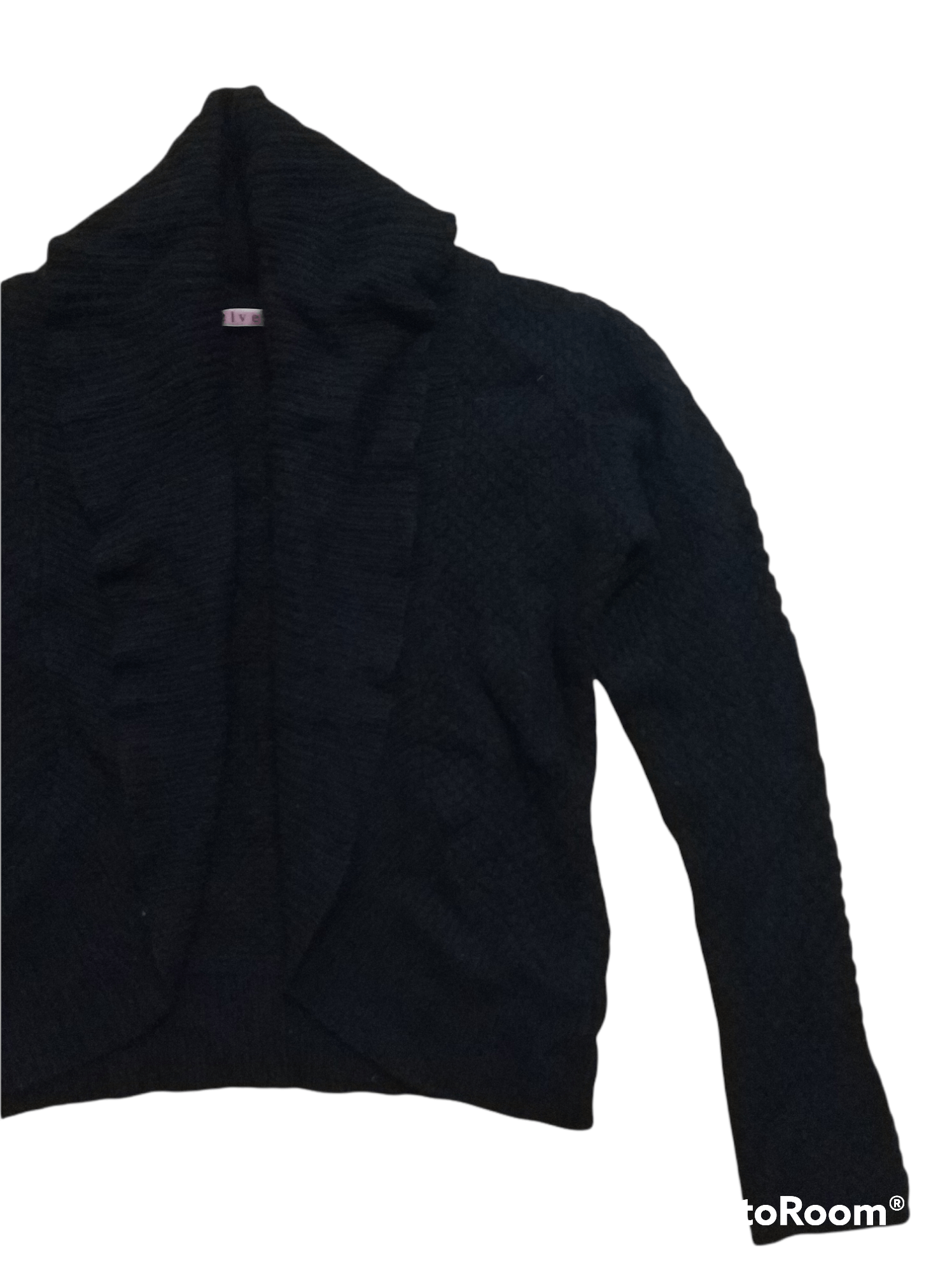 Japanese Brand 🔥Velvet Black Shawl Collar Knit Buttonless Cardigan Size S / US 4 / IT 40 - 4 Thumbnail