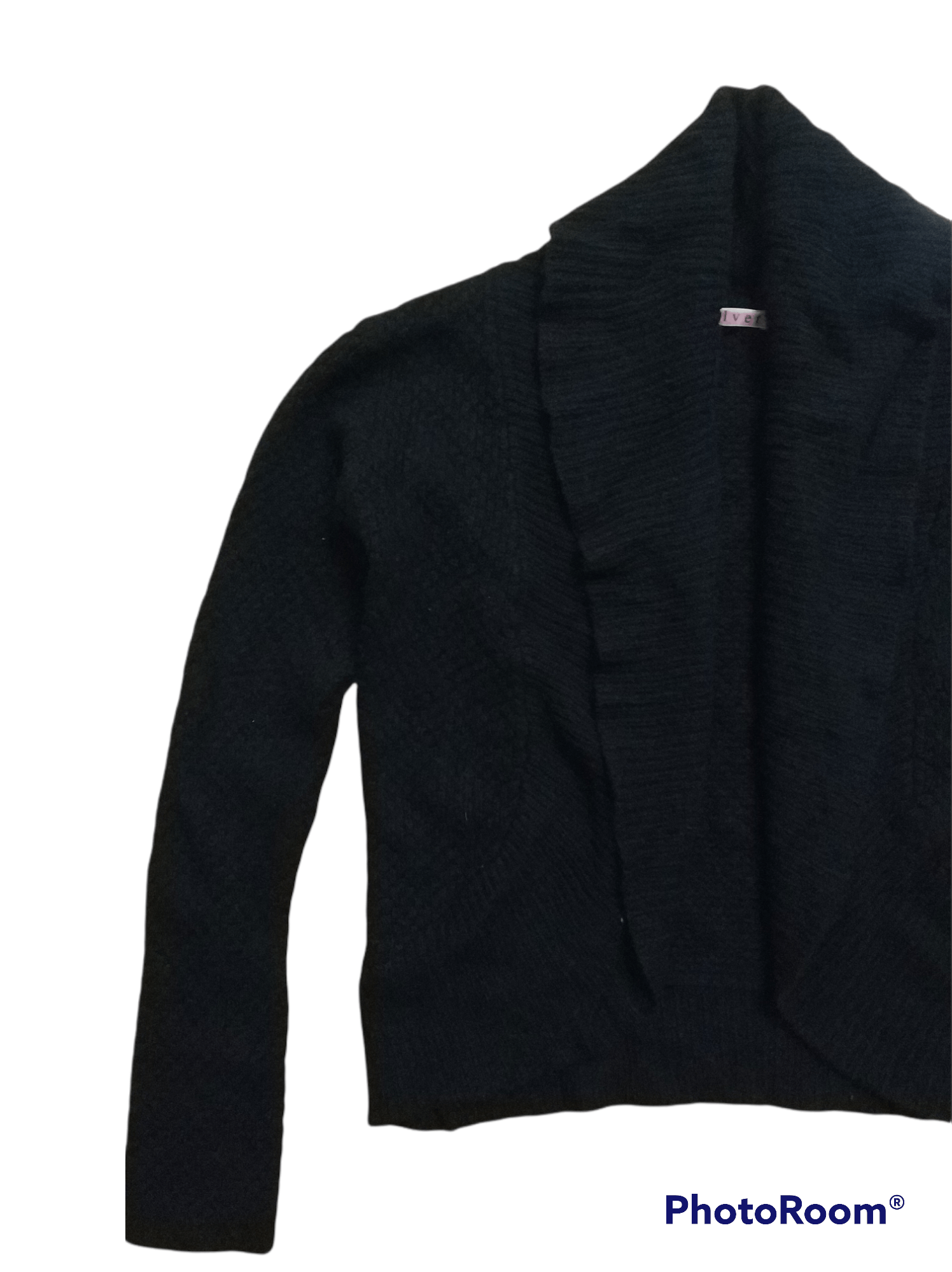 Japanese Brand 🔥Velvet Black Shawl Collar Knit Buttonless Cardigan Size S / US 4 / IT 40 - 5 Thumbnail