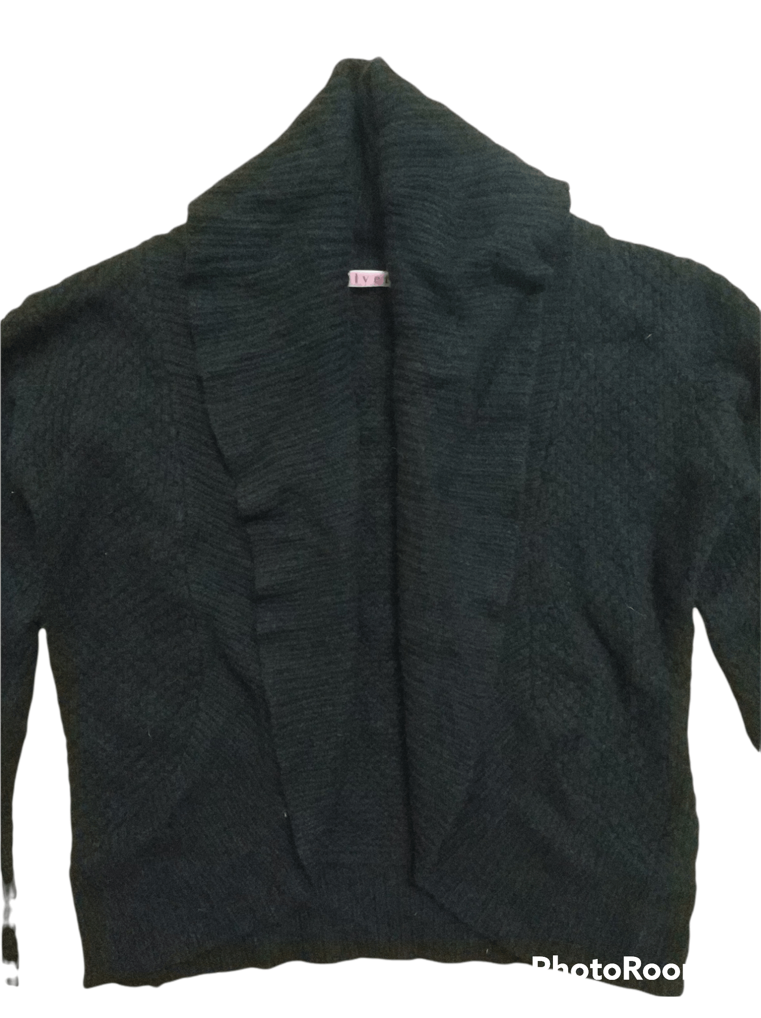 Japanese Brand 🔥Velvet Black Shawl Collar Knit Buttonless Cardigan Size S / US 4 / IT 40 - 3 Thumbnail