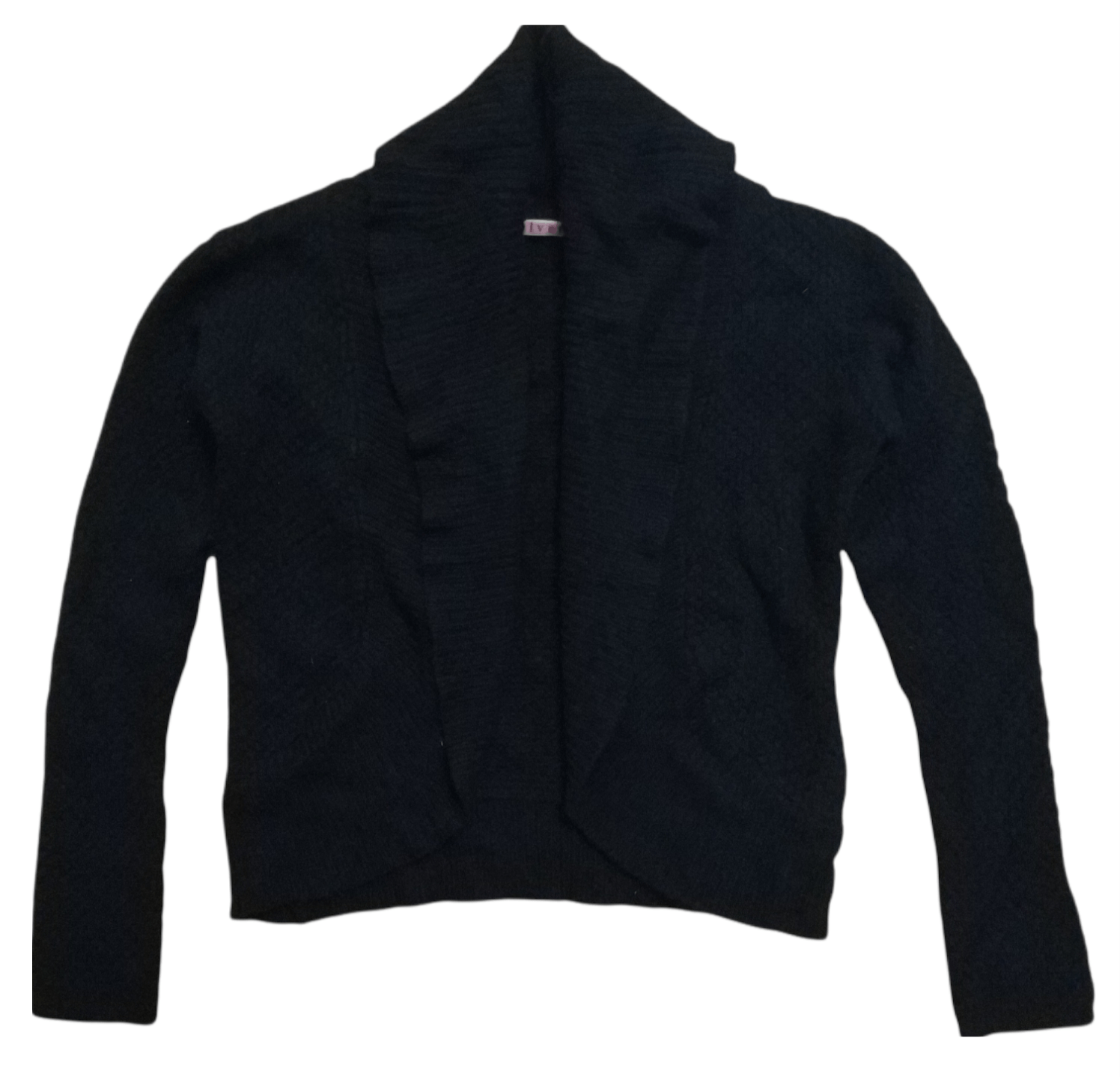 Japanese Brand 🔥Velvet Black Shawl Collar Knit Buttonless Cardigan Size S / US 4 / IT 40 - 2 Thumbnail