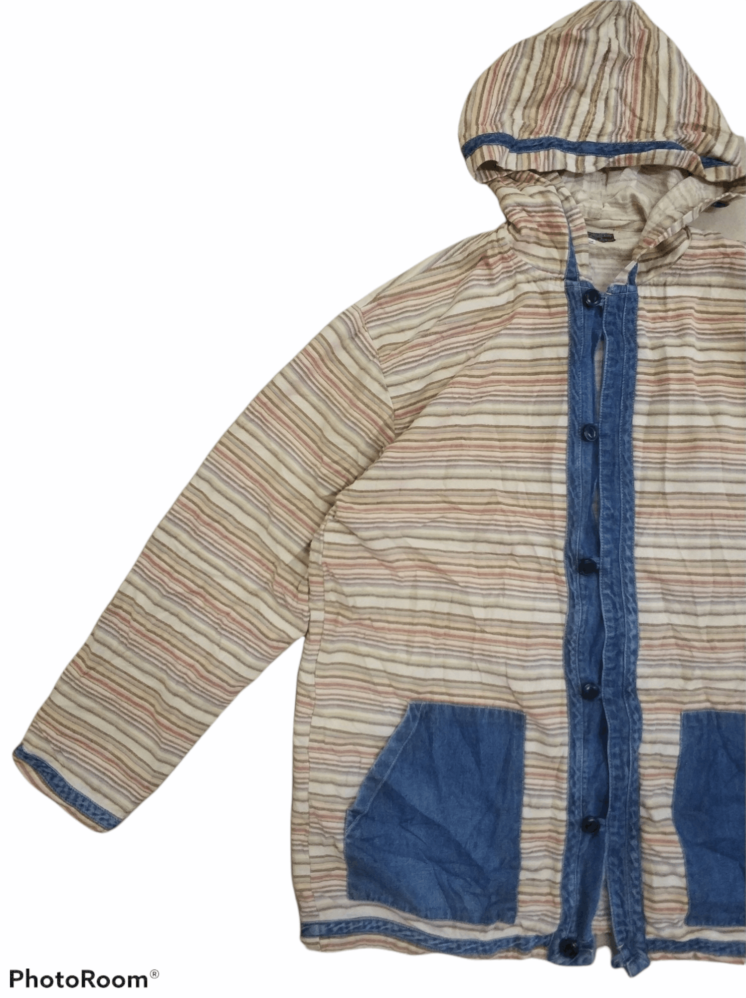 Japanese Brand 🔥Stripe Hoodies Duffle Overshirts Jacket Size US M / EU 48-50 / 2 - 4 Thumbnail