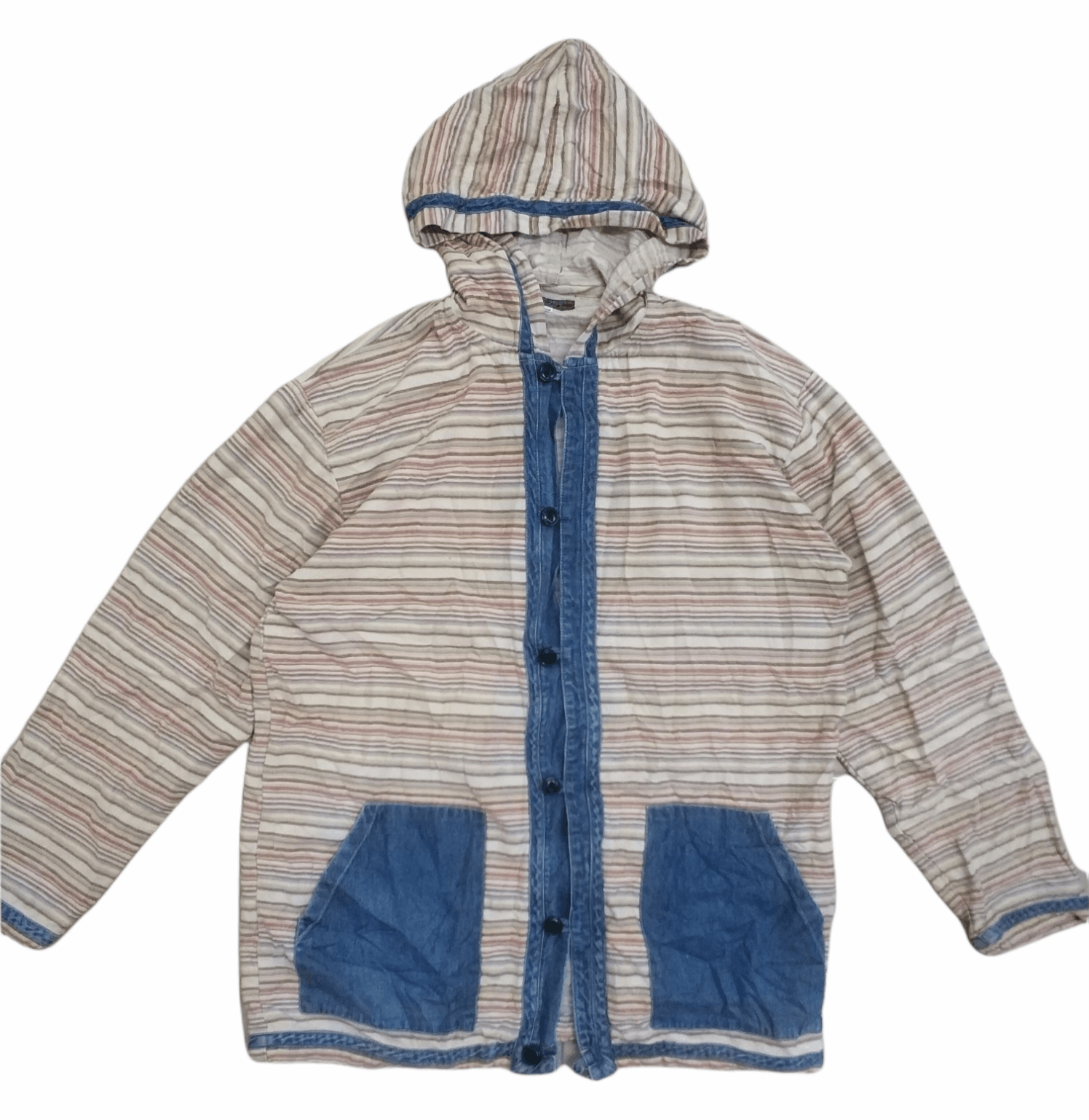 Japanese Brand 🔥Stripe Hoodies Duffle Overshirts Jacket Size US M / EU 48-50 / 2 - 1 Thumbnail
