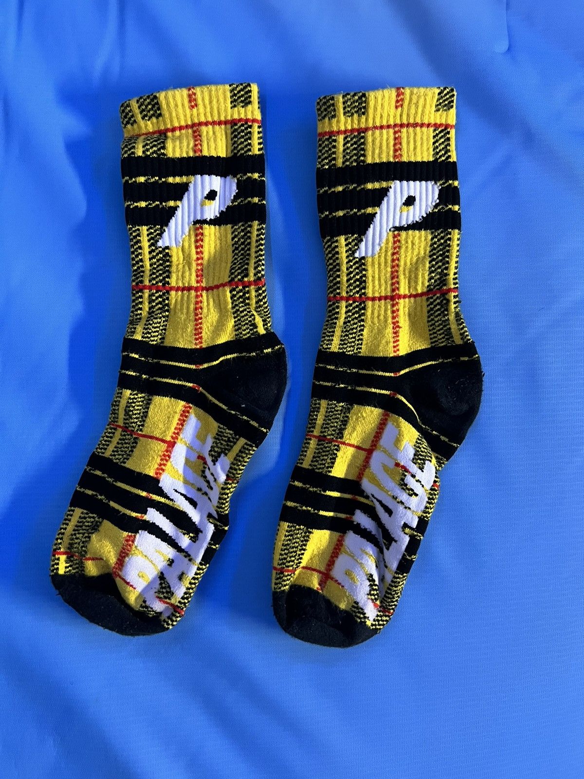 Palace Palace Yellow Plaid Crew Socks Size ONE SIZE - 1 Thumbnail