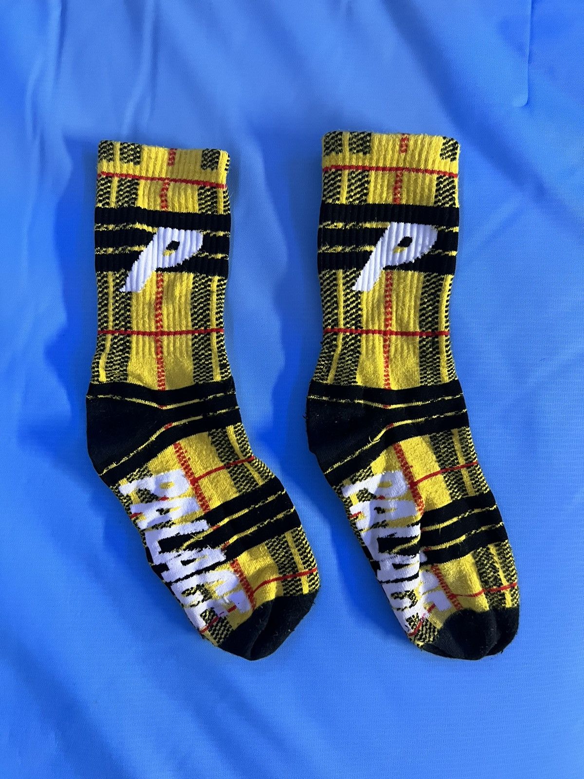 Palace Palace Yellow Plaid Crew Socks Size ONE SIZE - 2 Thumbnail