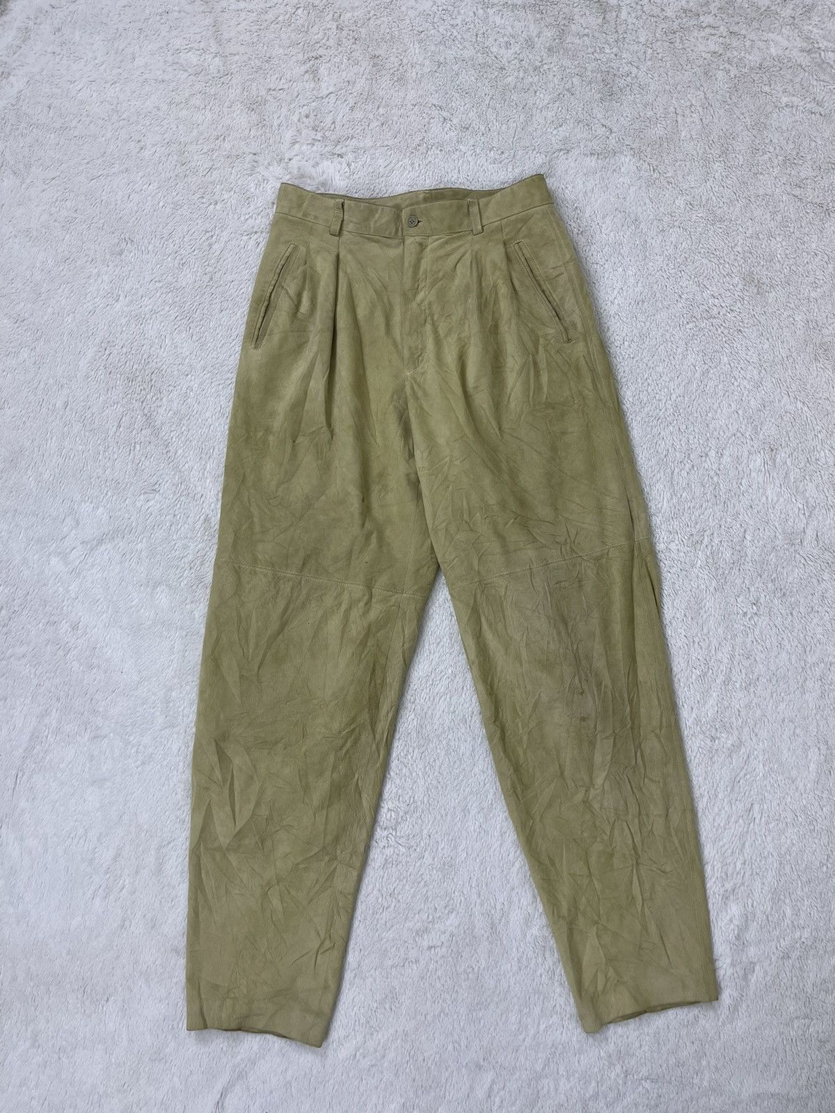 Issey Miyake × Vintage 🔥RARE ARCHIVAL 🚀80’s ISSEY MIYAKE CALF LEATHER SUEDE Pants Size US 30 / EU 46 - 1 Thumbnail