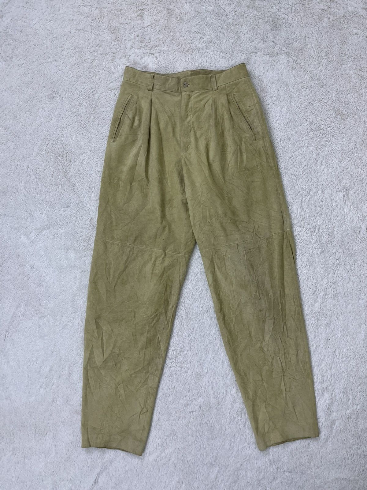 Issey Miyake × Vintage 🔥RARE ARCHIVAL 🚀80’s ISSEY MIYAKE CALF LEATHER SUEDE Pants Size US 30 / EU 46 - 6 Thumbnail