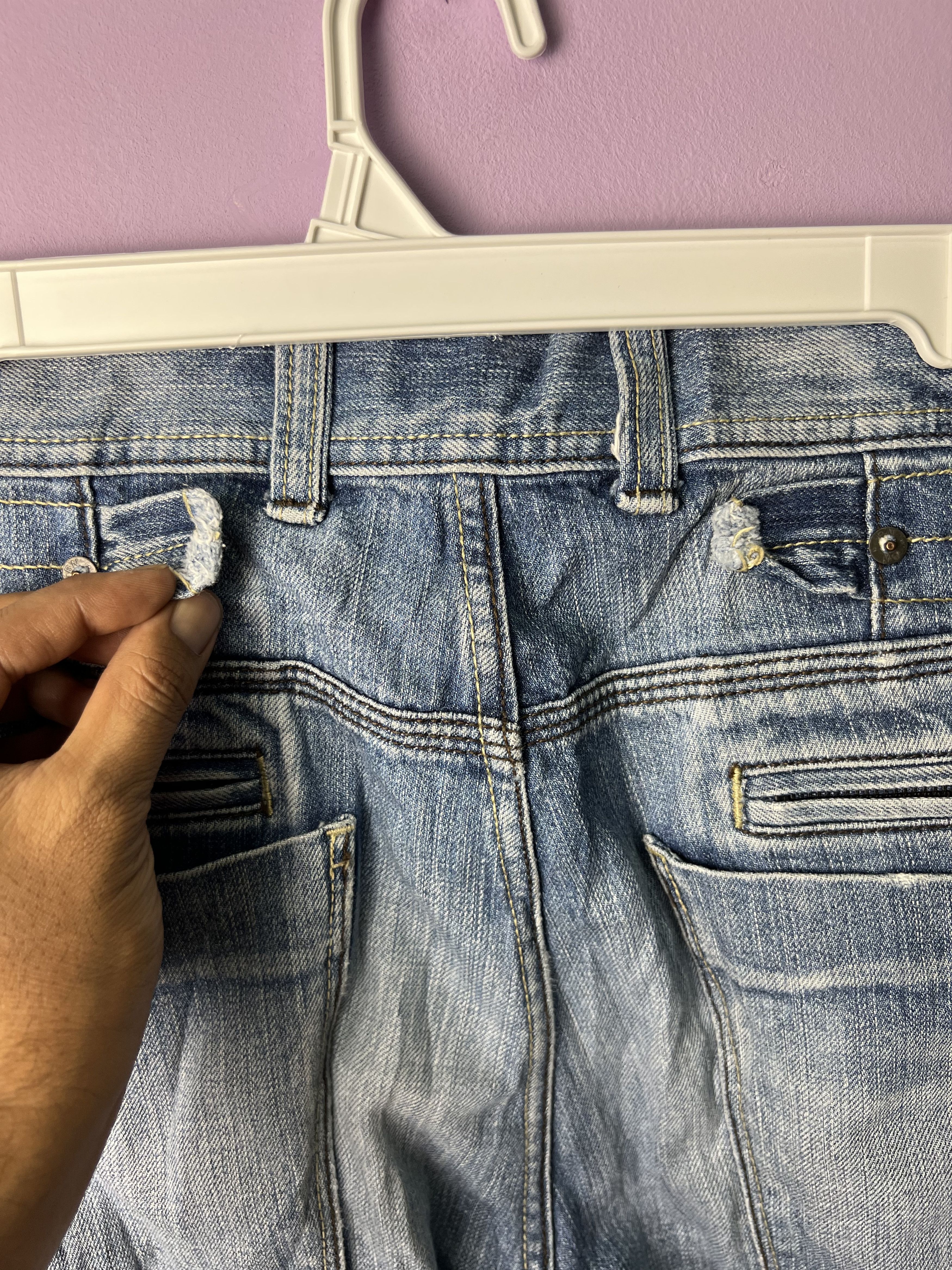 Japanese Brand 🔥Vintage Back Number Black Distressed Flared Denim Size US 36 / EU 52 - 17 Thumbnail