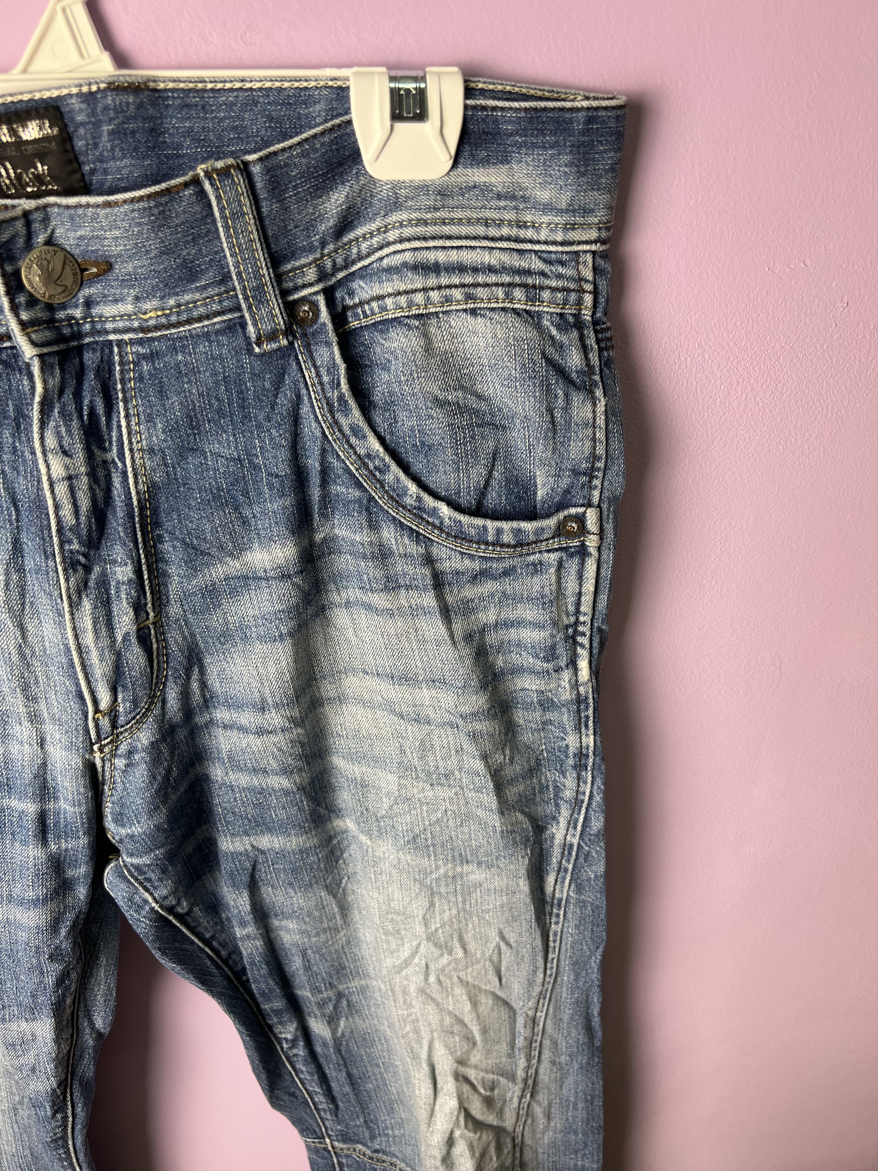 Japanese Brand 🔥Vintage Back Number Black Distressed Flared Denim Size US 36 / EU 52 - 7 Thumbnail