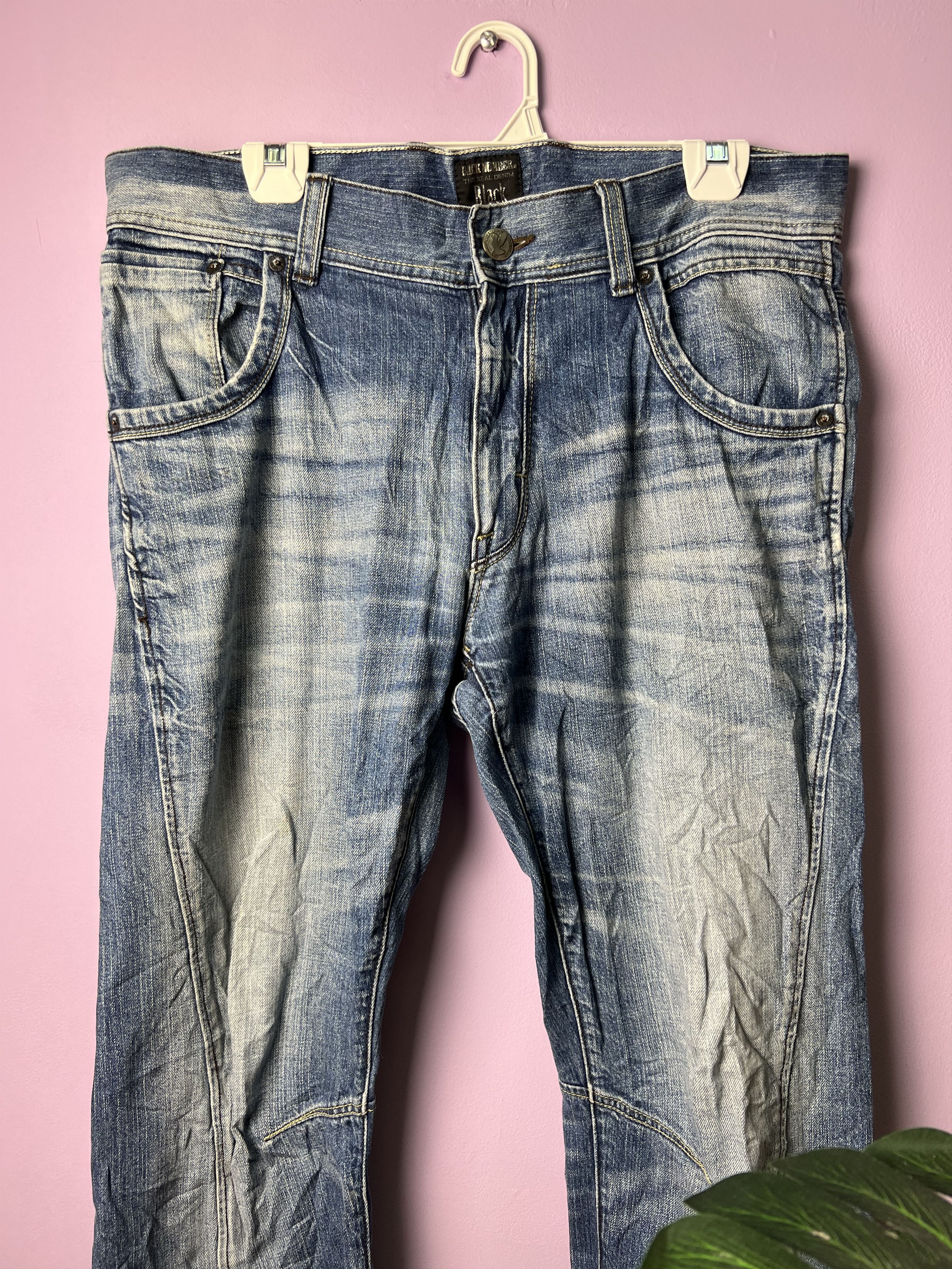 Japanese Brand 🔥Vintage Back Number Black Distressed Flared Denim Size US 36 / EU 52 - 5 Thumbnail