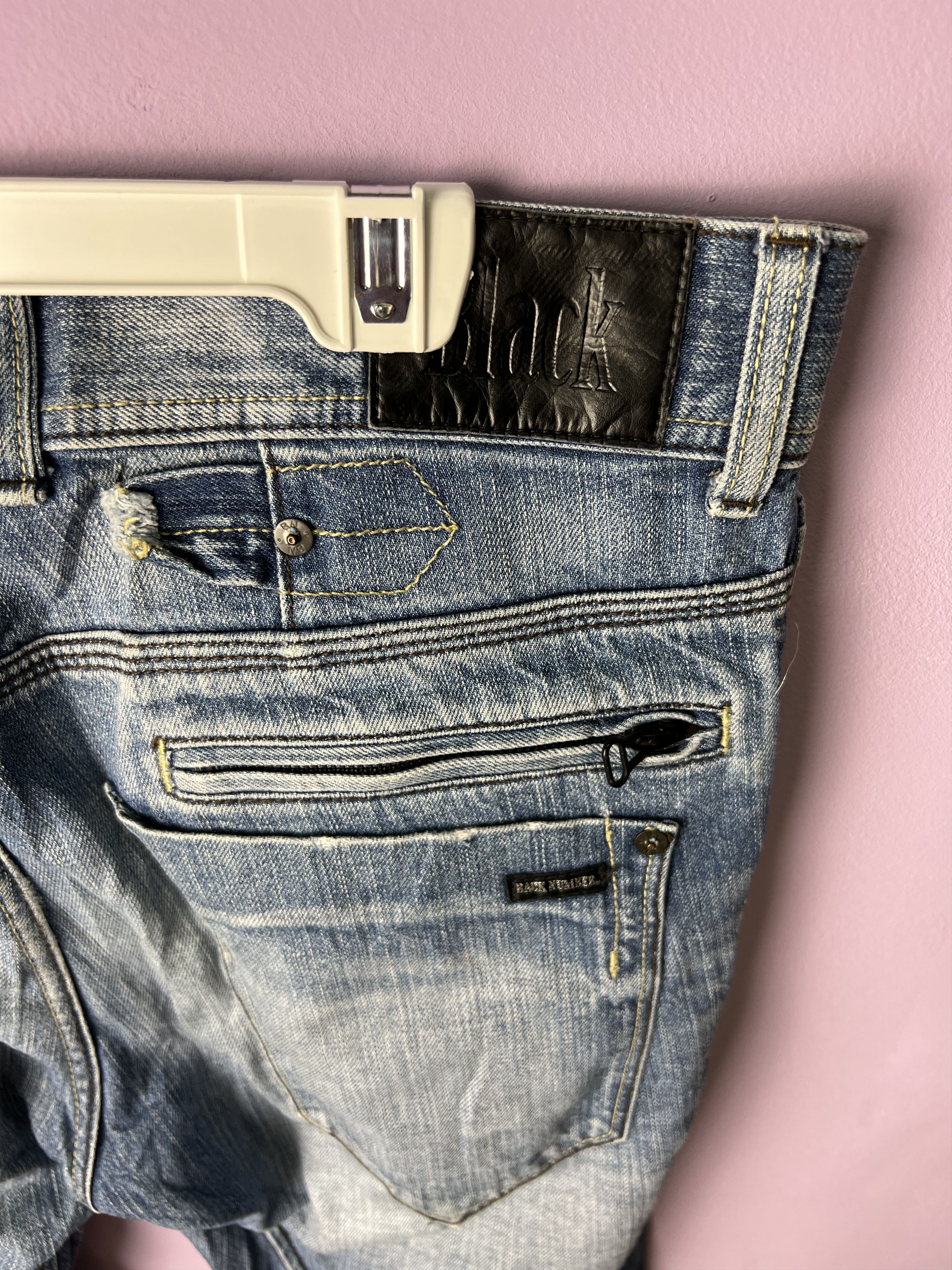 Japanese Brand 🔥Vintage Back Number Black Distressed Flared Denim Size US 36 / EU 52 - 14 Thumbnail