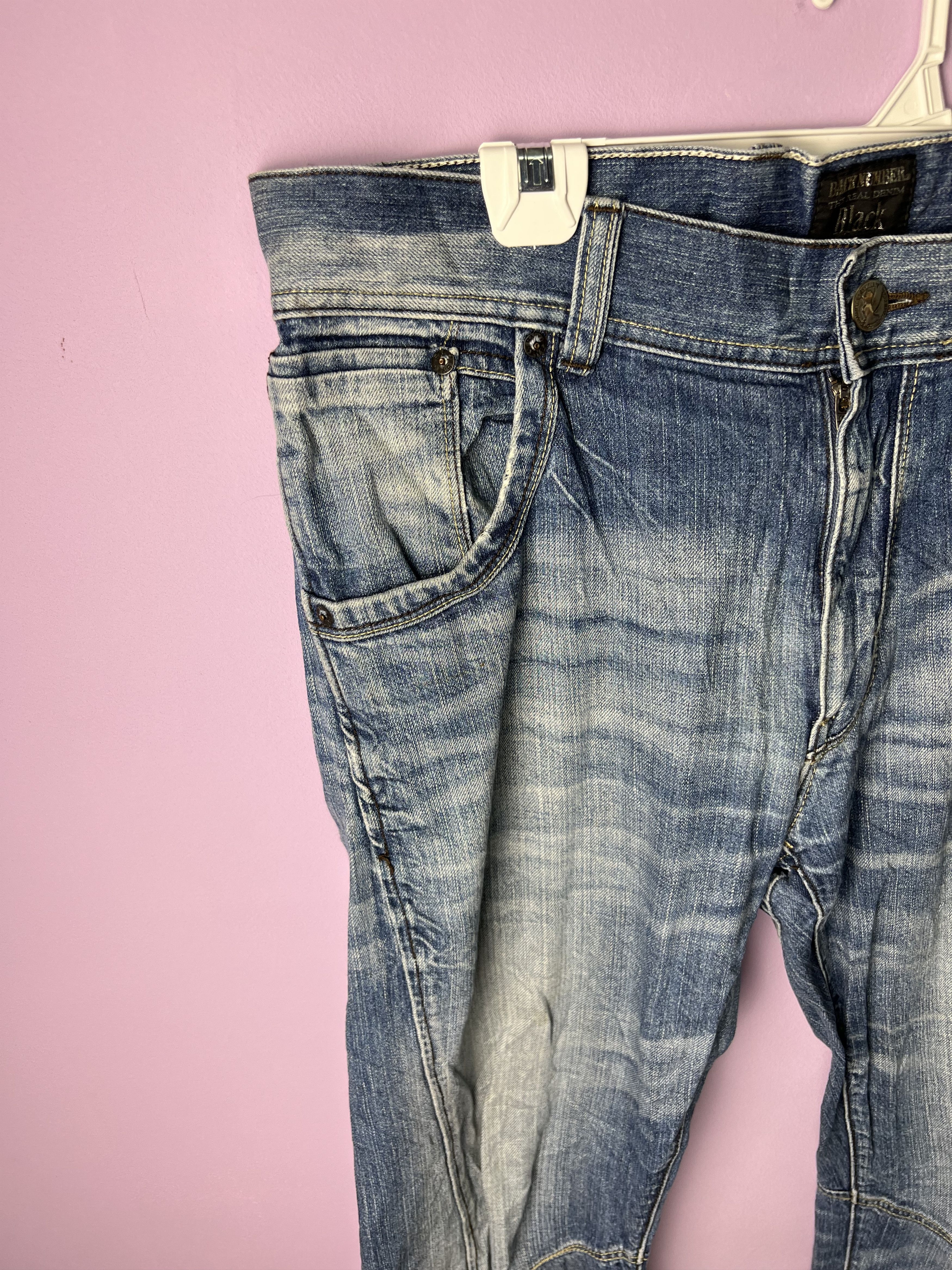 Japanese Brand 🔥Vintage Back Number Black Distressed Flared Denim Size US 36 / EU 52 - 6 Thumbnail