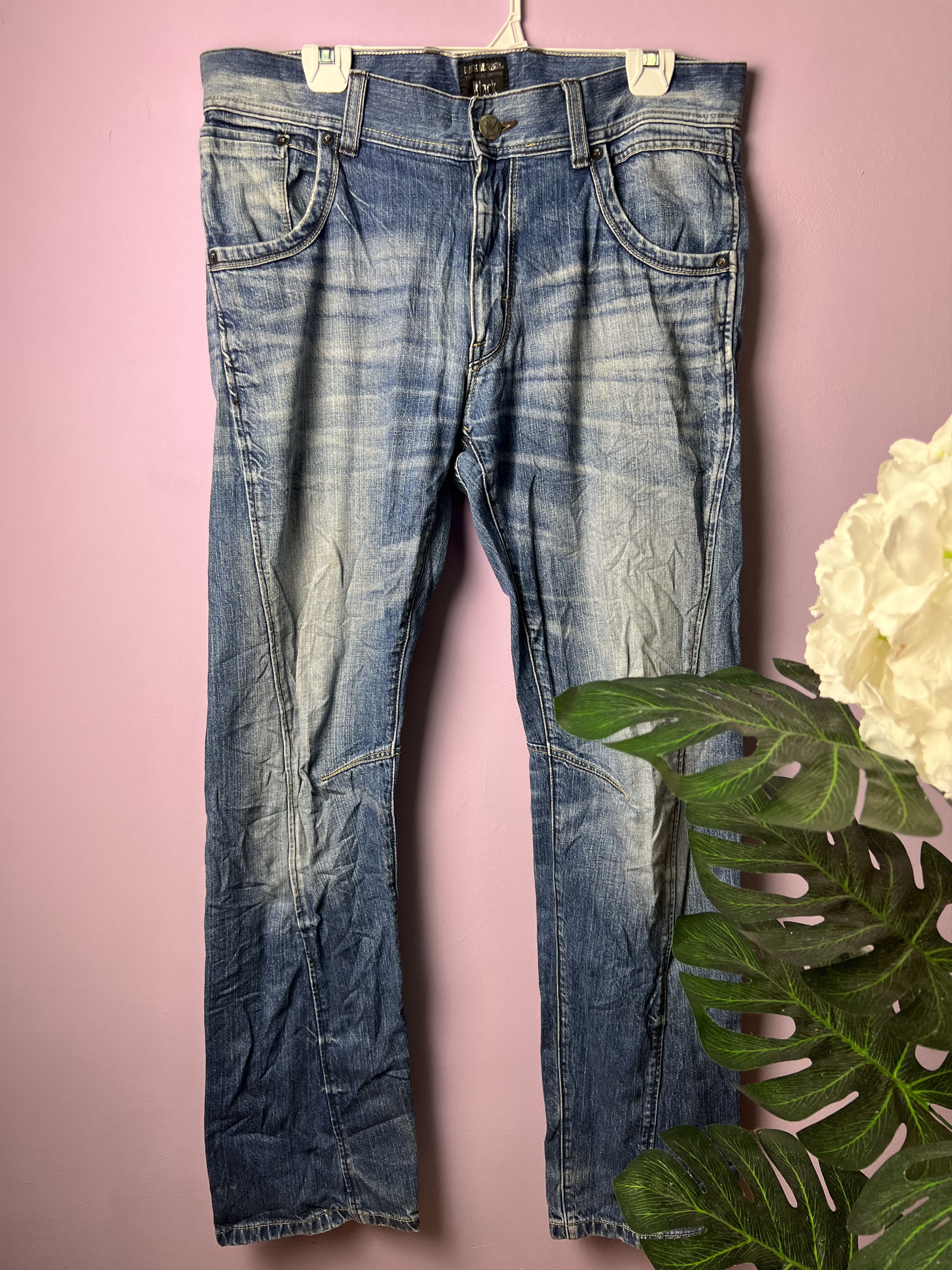 Japanese Brand 🔥Vintage Back Number Black Distressed Flared Denim Size US 36 / EU 52 - 2 Thumbnail