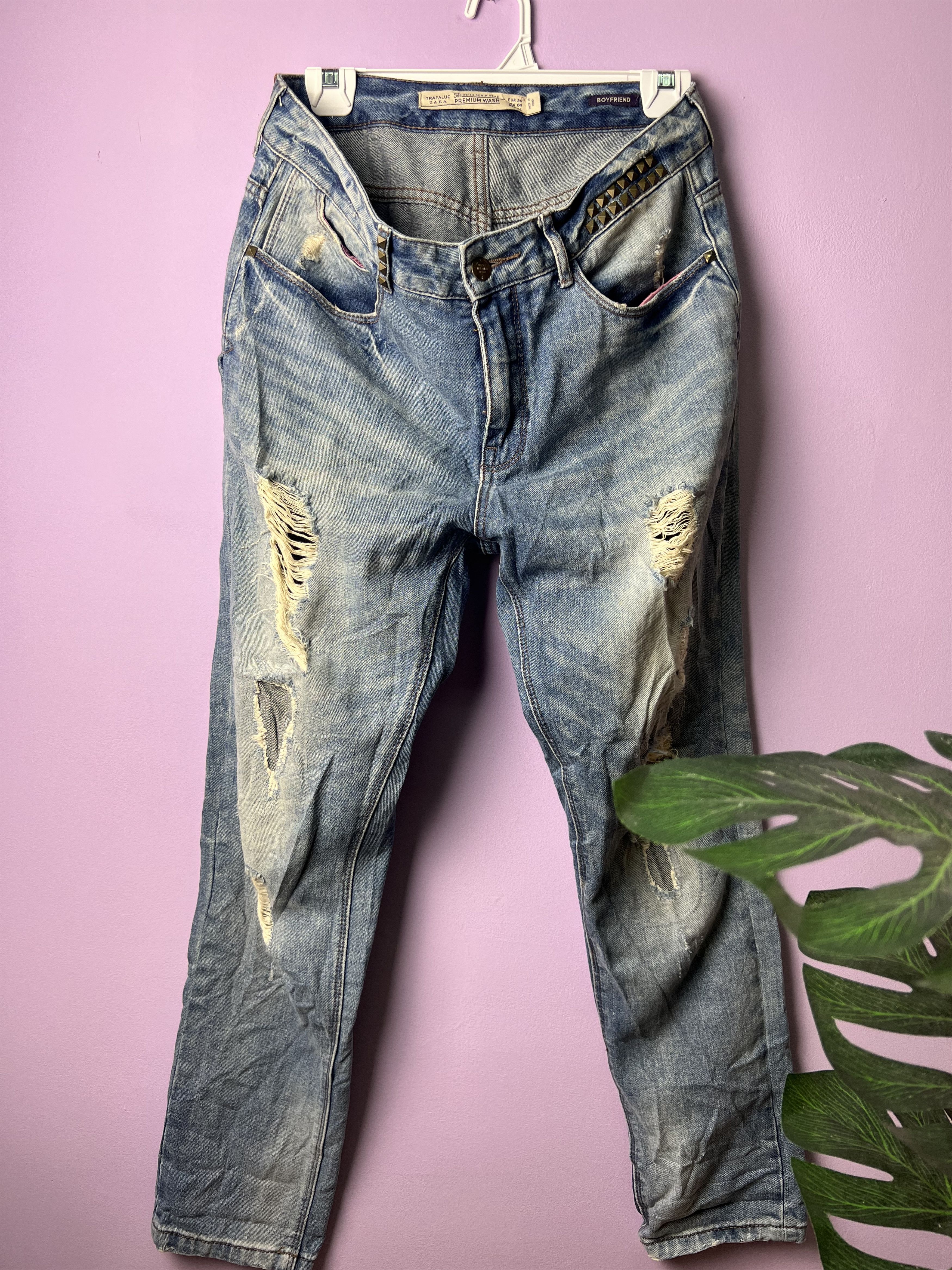 Zara 🔥Zara Distressed Denim Size US 33 - 2 Thumbnail