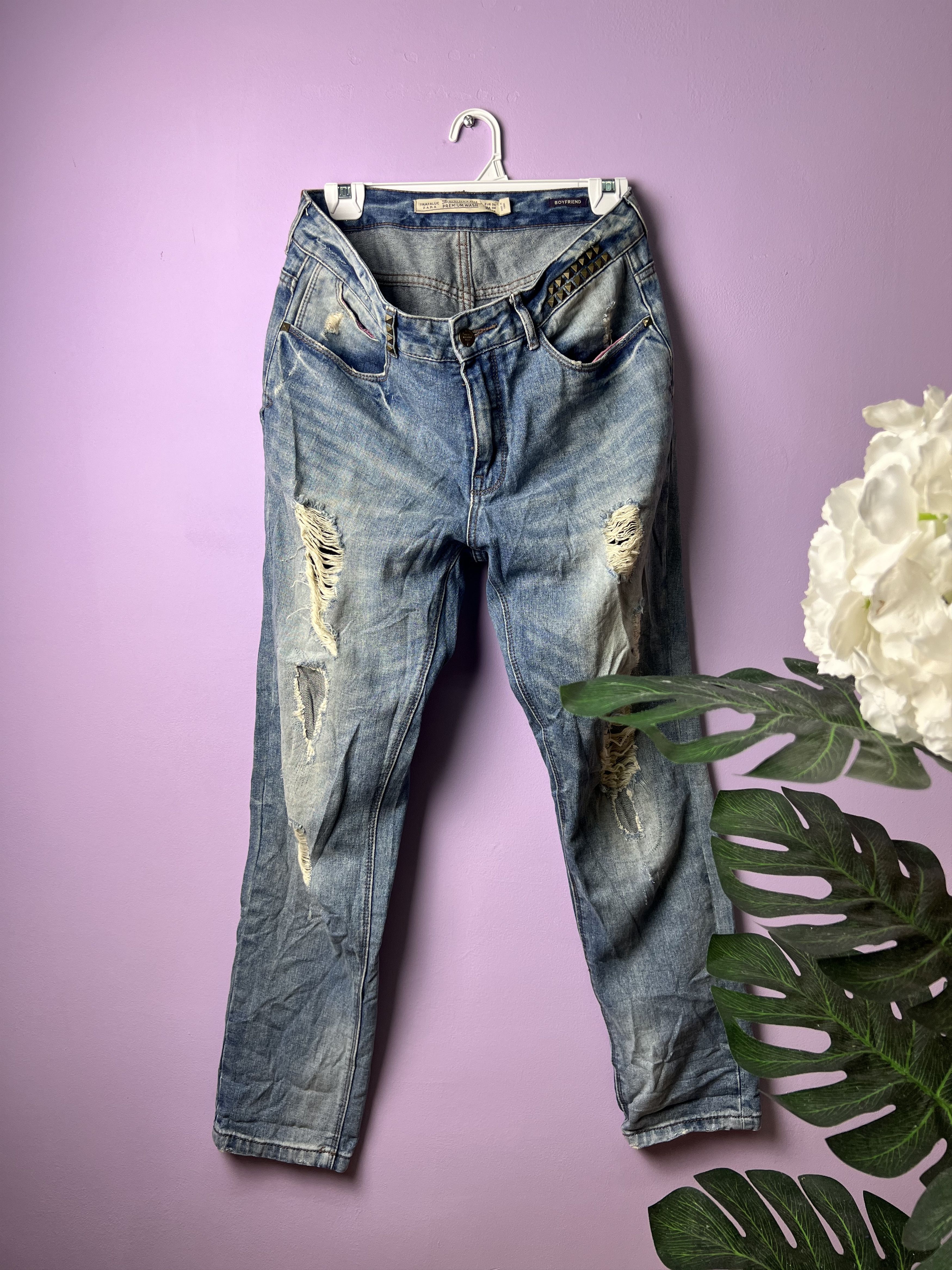 Zara 🔥Zara Distressed Denim Size US 33 - 1 Thumbnail