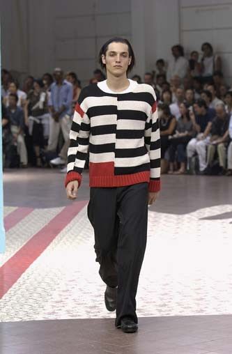 Pre-owned Issey Miyake Runway  S/s2003 Cacophony Sweater In Black Red White
