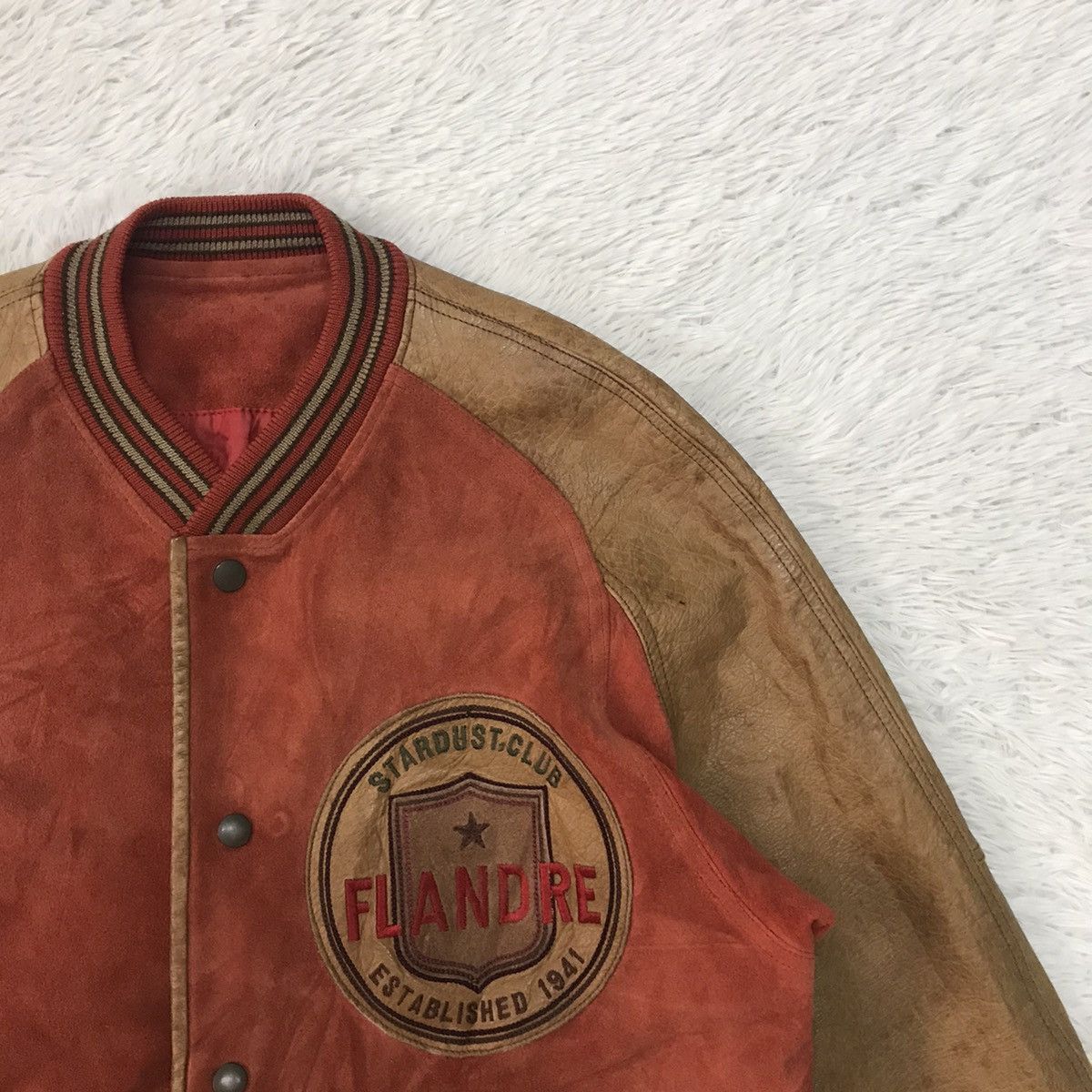 Japanese Brand Vtg Flandre Stardust Club Cowhide Leather Varsity Jacket Size US M / EU 48-50 / 2 - 5 Thumbnail