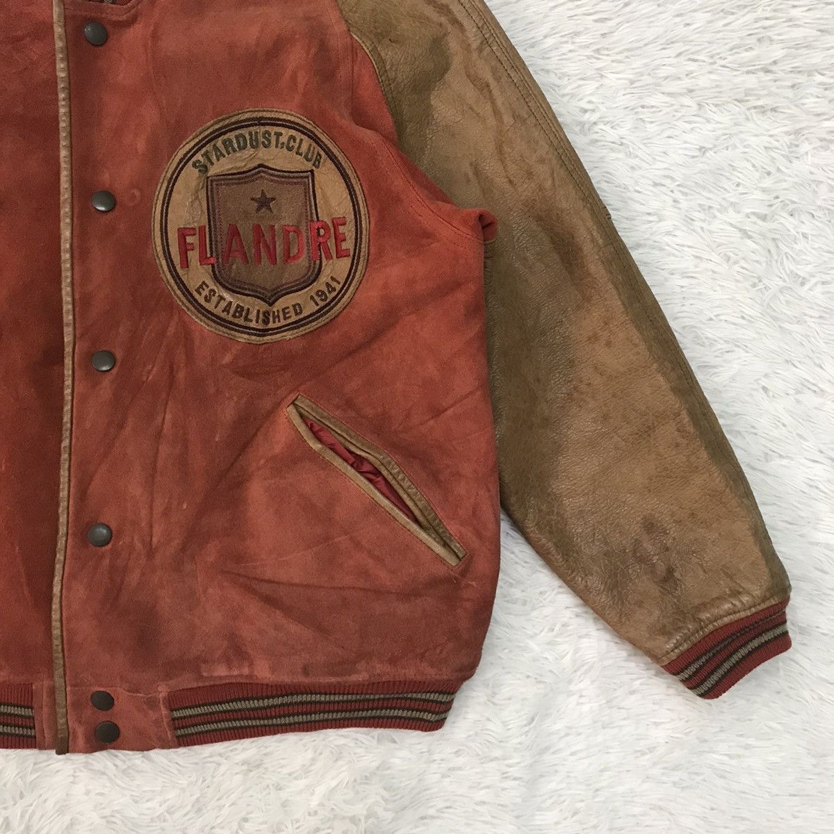 Japanese Brand Vtg Flandre Stardust Club Cowhide Leather Varsity Jacket Size US M / EU 48-50 / 2 - 4 Thumbnail