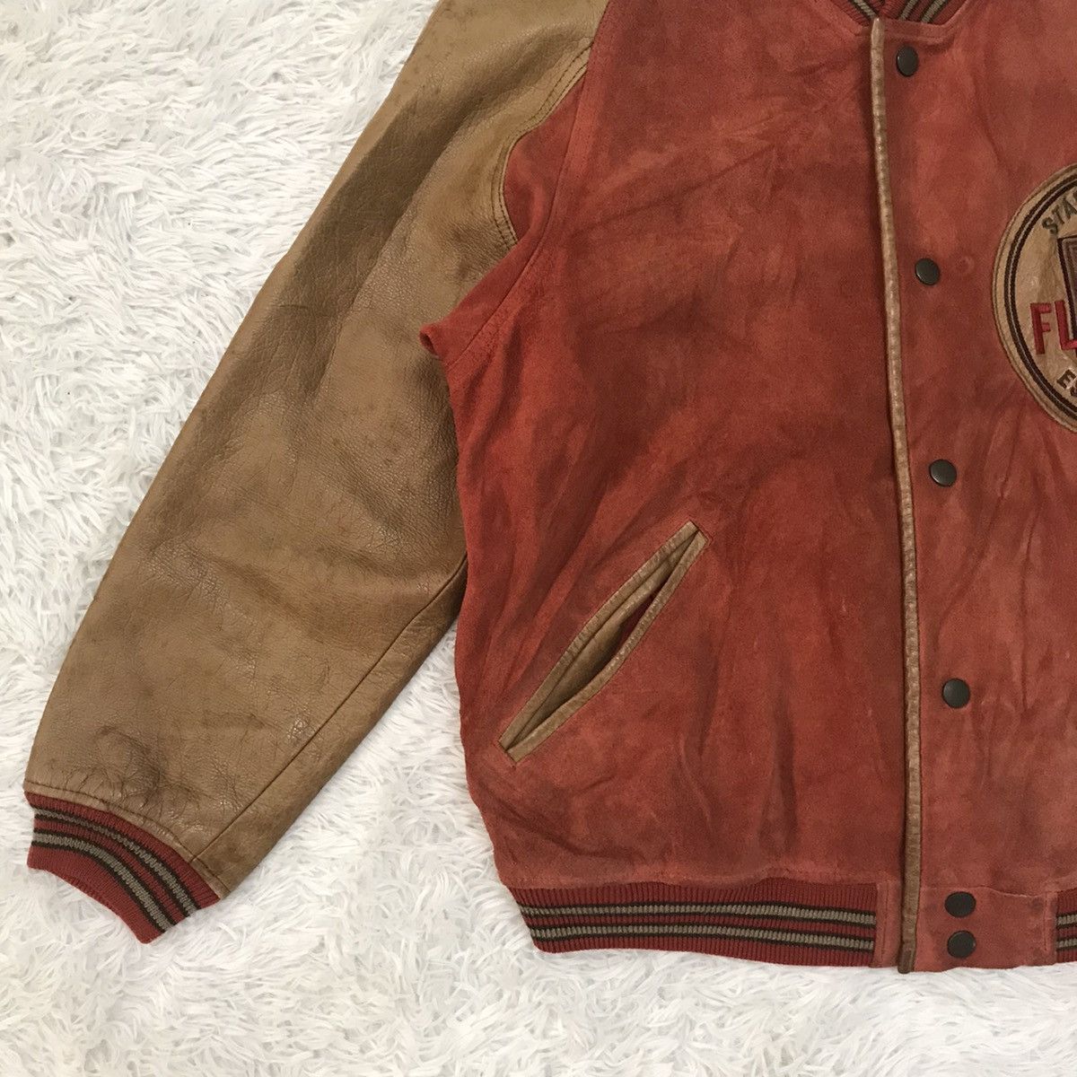 Japanese Brand Vtg Flandre Stardust Club Cowhide Leather Varsity Jacket Size US M / EU 48-50 / 2 - 3 Thumbnail