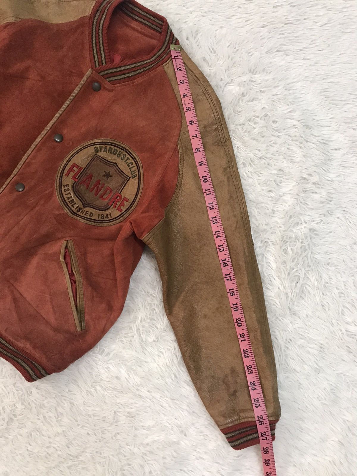 Japanese Brand Vtg Flandre Stardust Club Cowhide Leather Varsity Jacket Size US M / EU 48-50 / 2 - 16 Thumbnail