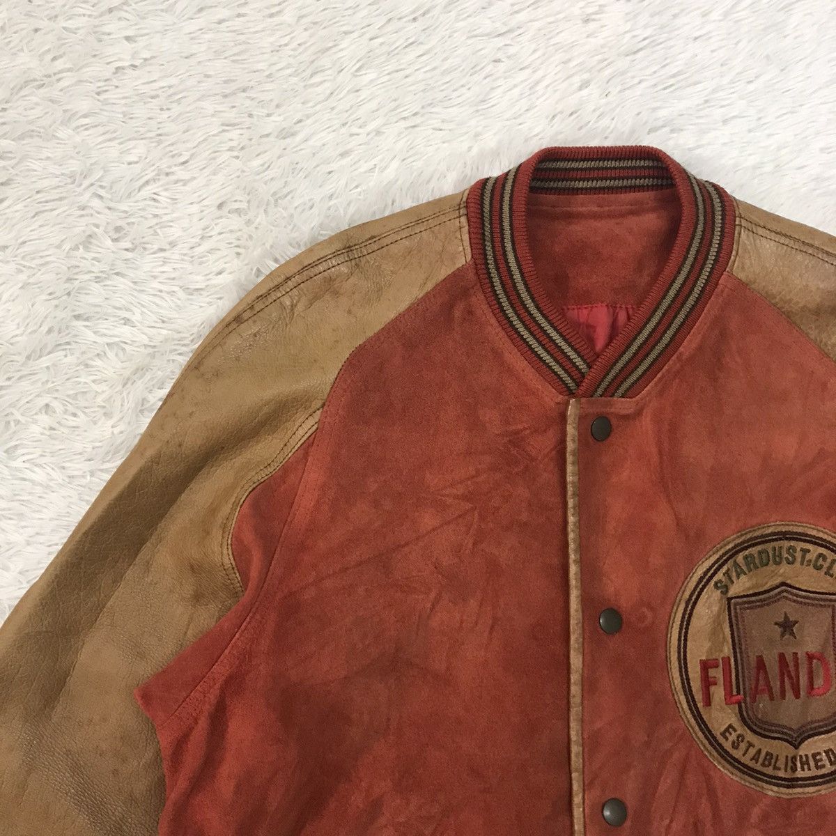 Japanese Brand Vtg Flandre Stardust Club Cowhide Leather Varsity Jacket Size US M / EU 48-50 / 2 - 6 Thumbnail